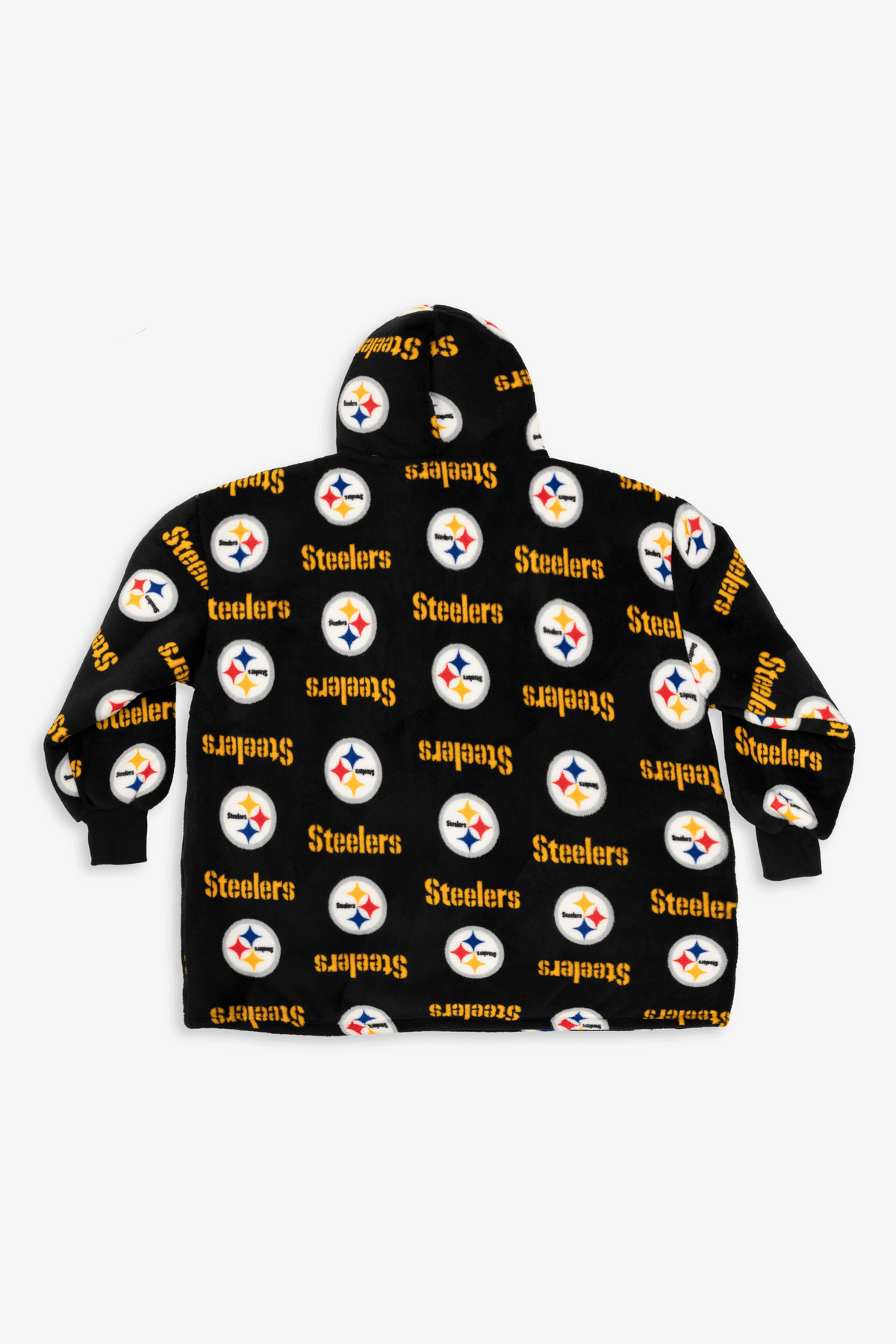 NFL Youth Pittsburgh Steelers Coral Fleece Blanket Hoodie, Oversized Kids Wearable Blanket, Sherpa Lined, S/M-L/XL