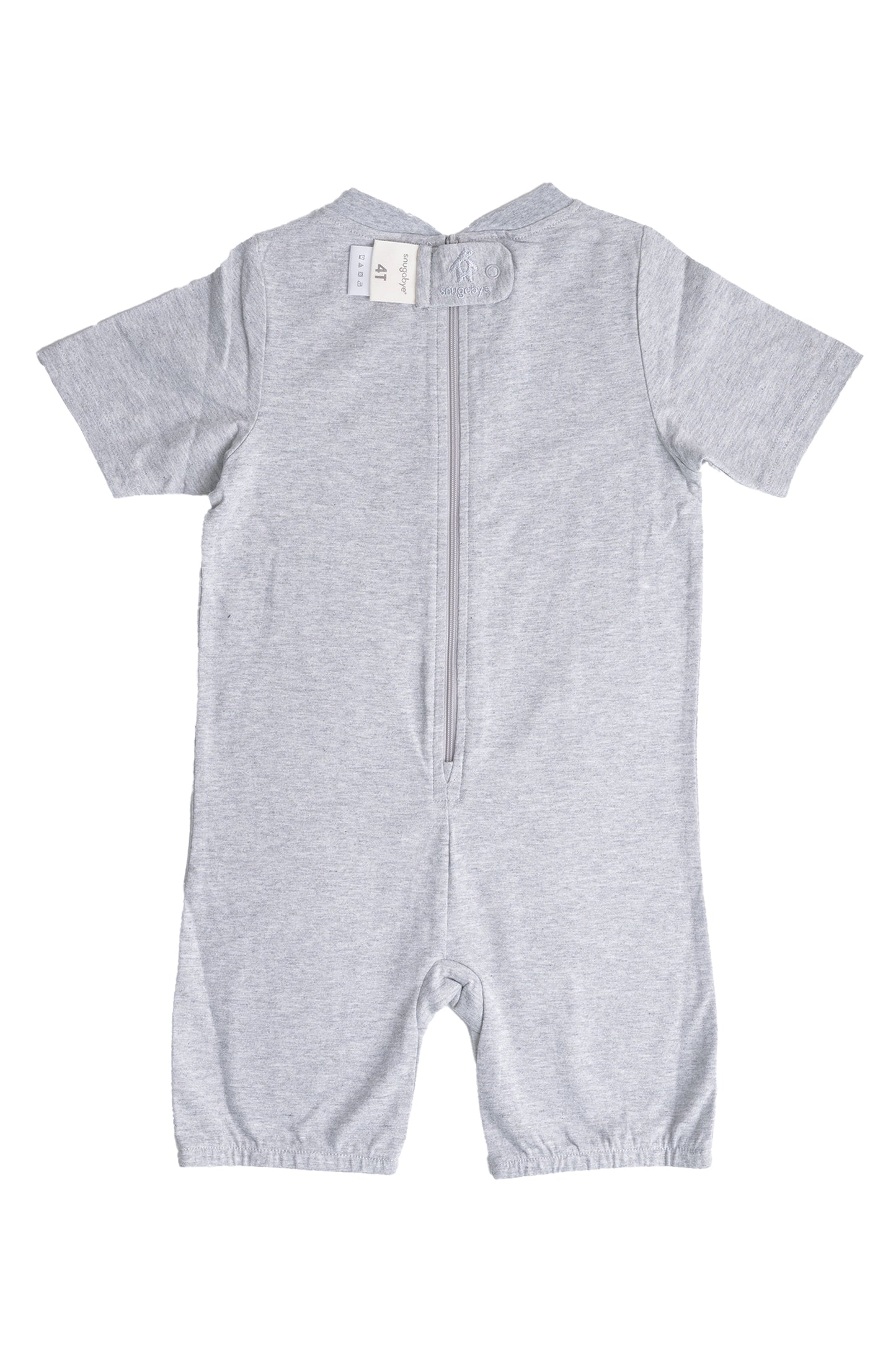 Kids Heather Grey Lightweight Organic Cotton Adaptive, Anti-Strip, Back-Zip Romper