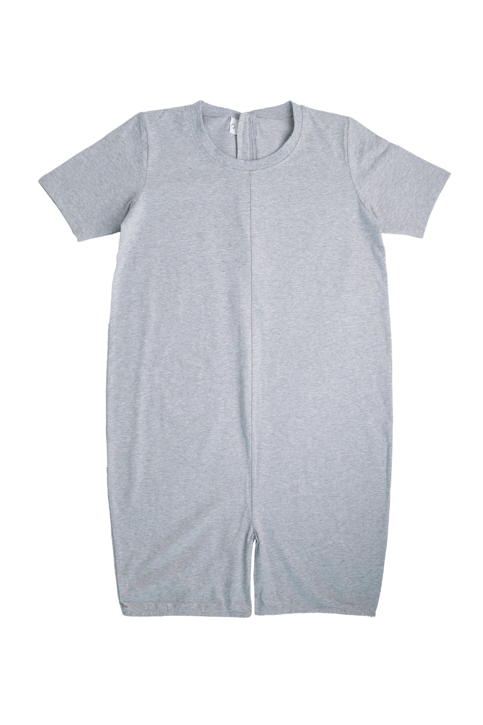 Adult Heather Grey Adaptive Organic Cotton Lightweight, Anti-Strip Back-Zip Romper
