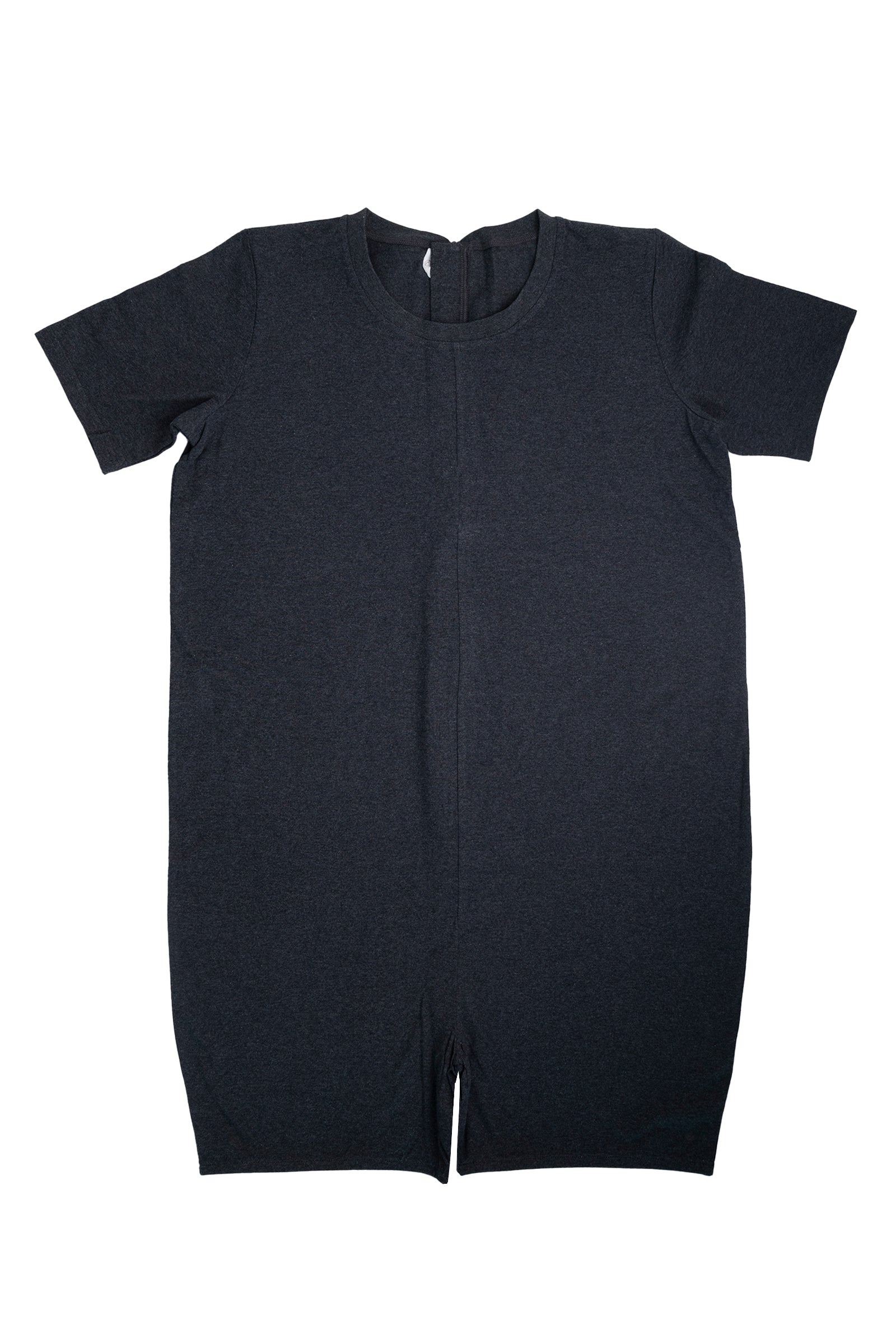 Adult Charcoal Grey Adaptive Organic Cotton Lightweight, Anti-Strip Back-Zip Romper