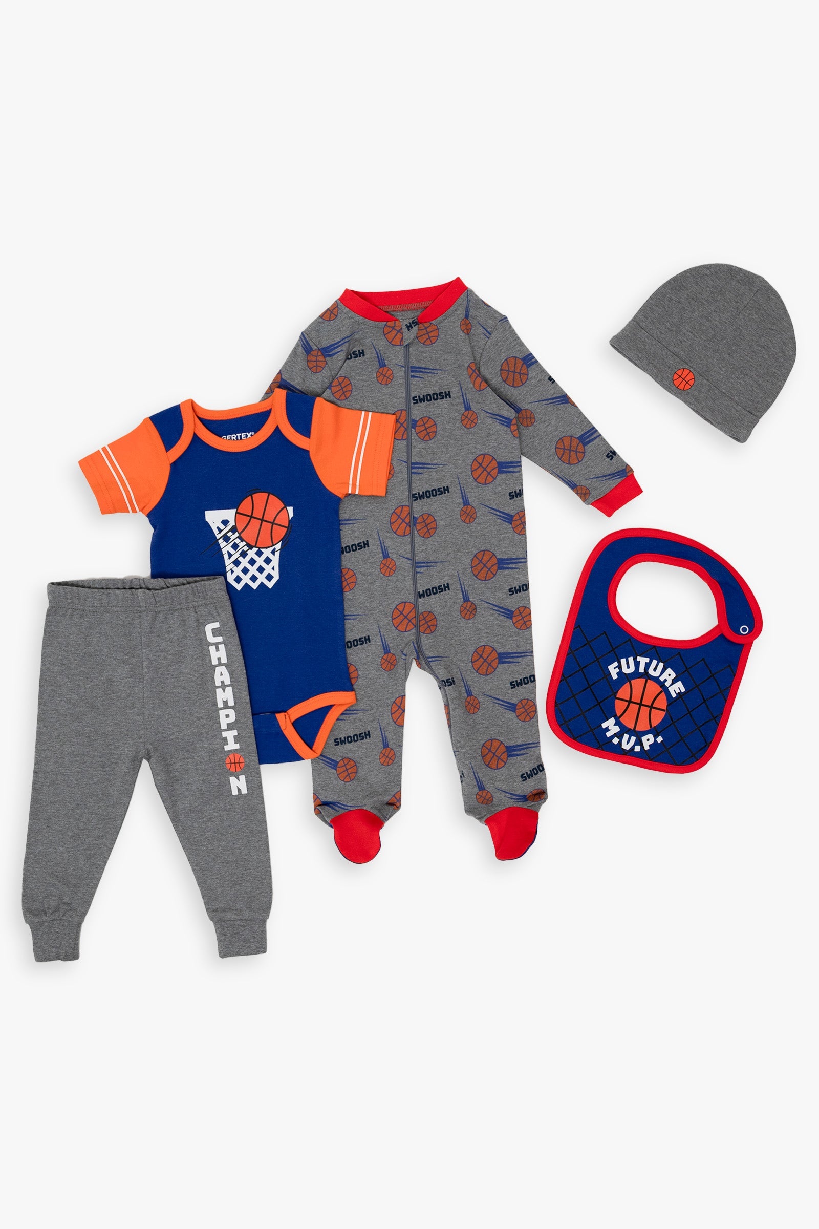 Baby 5-Piece Layette Basketball Sport Set