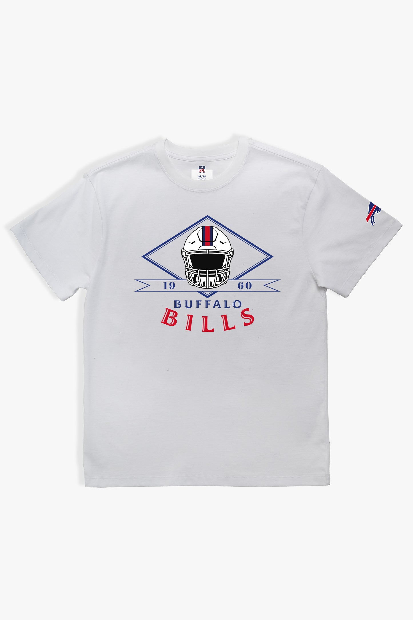 NFL Team Logo Helmet White T-Shirt, Soft Cloud Tee in 100% Cotton, Relaxed Boxy Fit, XS-XXL