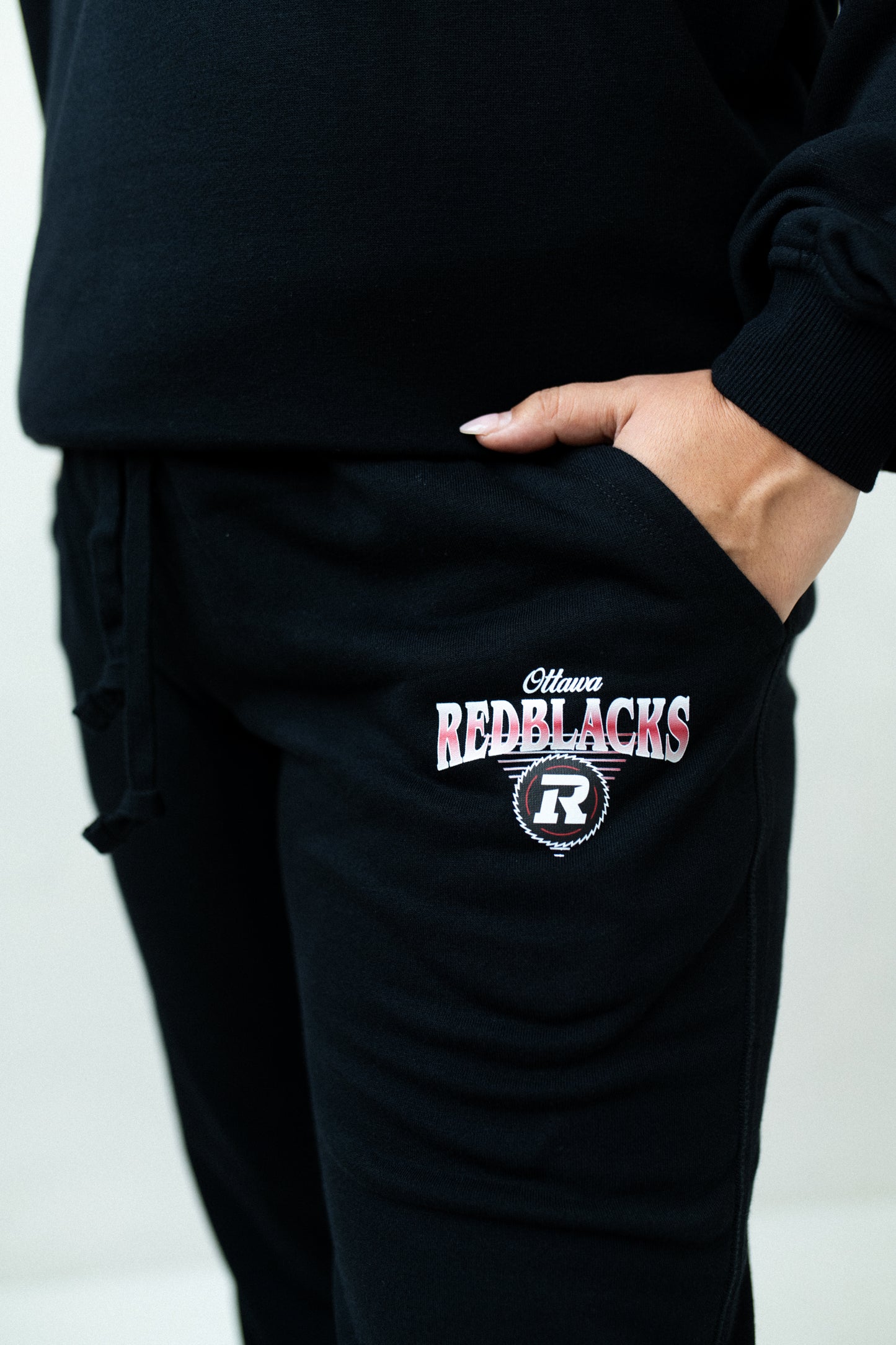 CFL Ottawa Redblacks Black Unisex Adult Matching French Terry Cotton Lounge Set