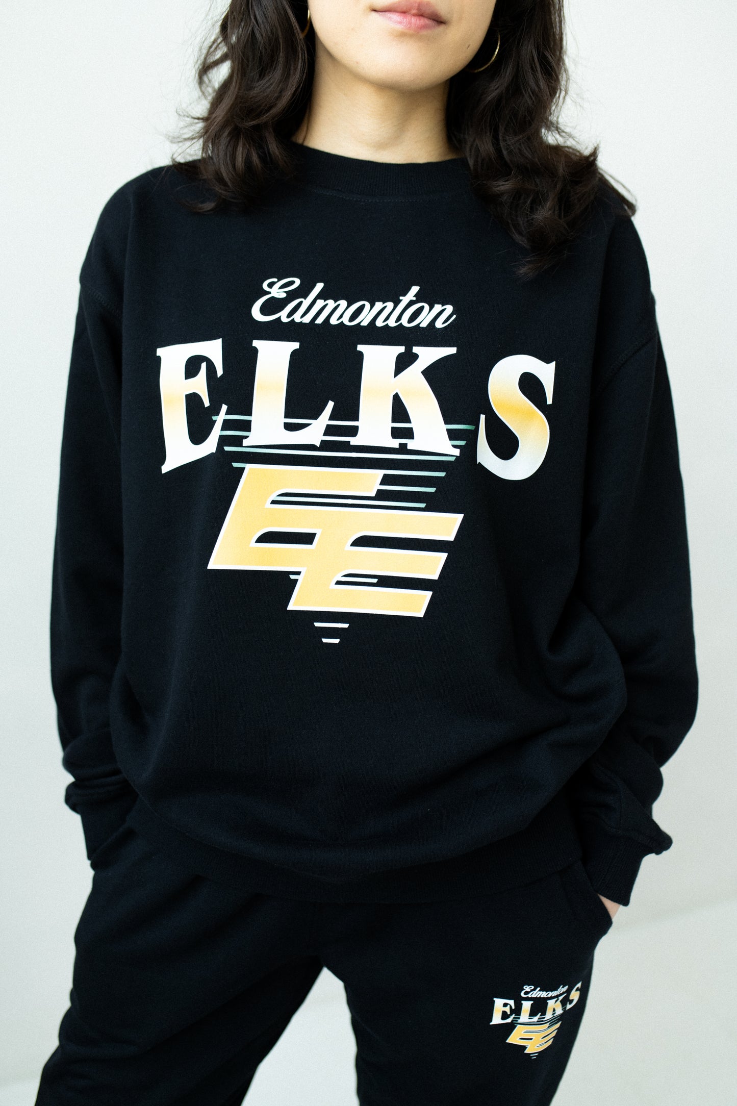 CFL Edmonton Elks Black Unisex Adult Matching French Terry Cotton Lounge Set
