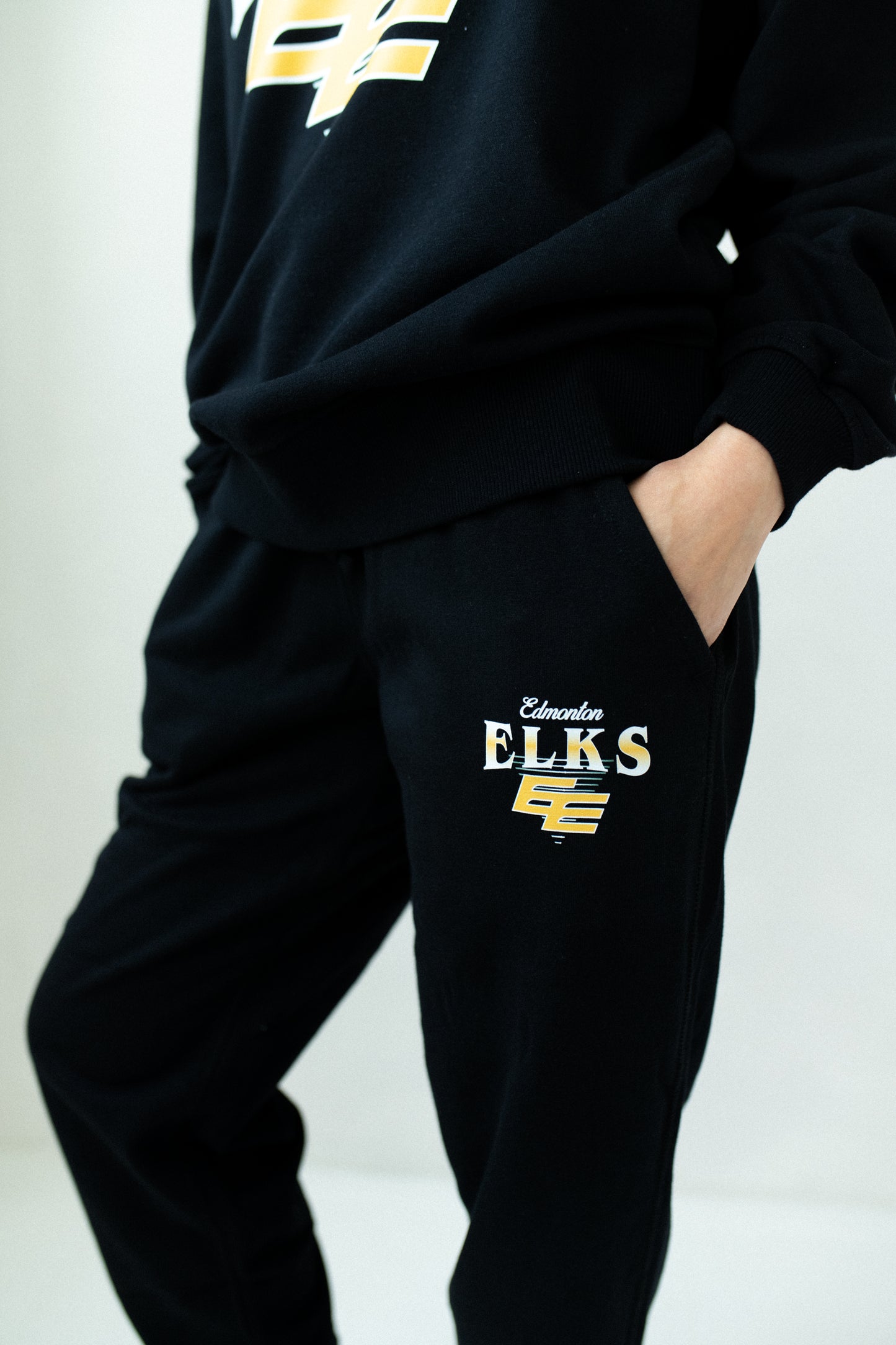 CFL Edmonton Elks Black Unisex Adult Matching French Terry Cotton Lounge Set