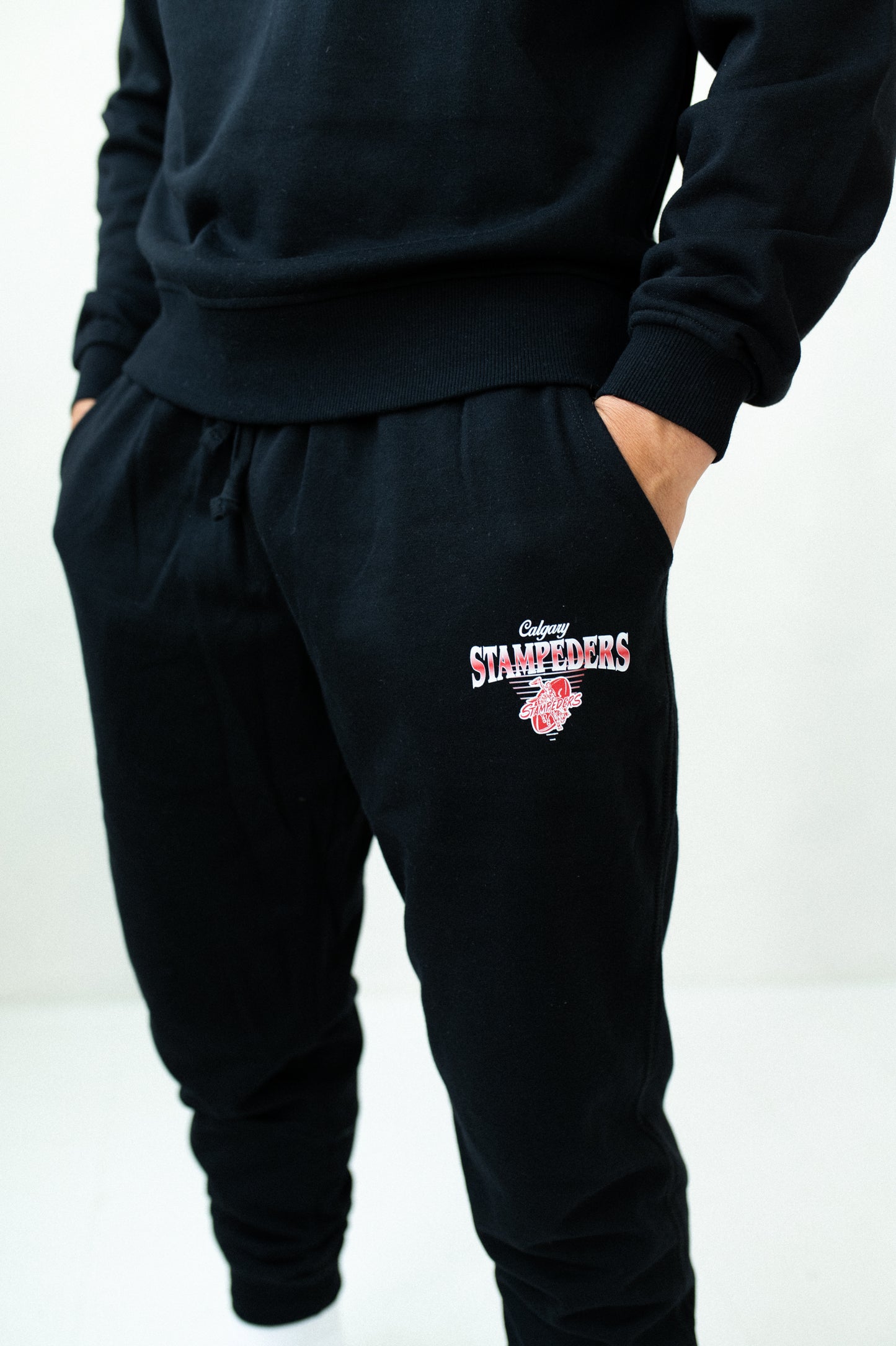 CFL Calgary Stampeders Black Unisex Adult Matching French Terry Cotton Lounge Set
