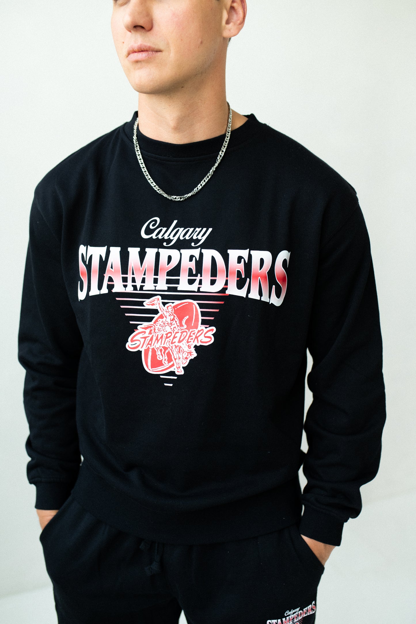 CFL Calgary Stampeders Black Unisex Adult Matching French Terry Cotton Lounge Set