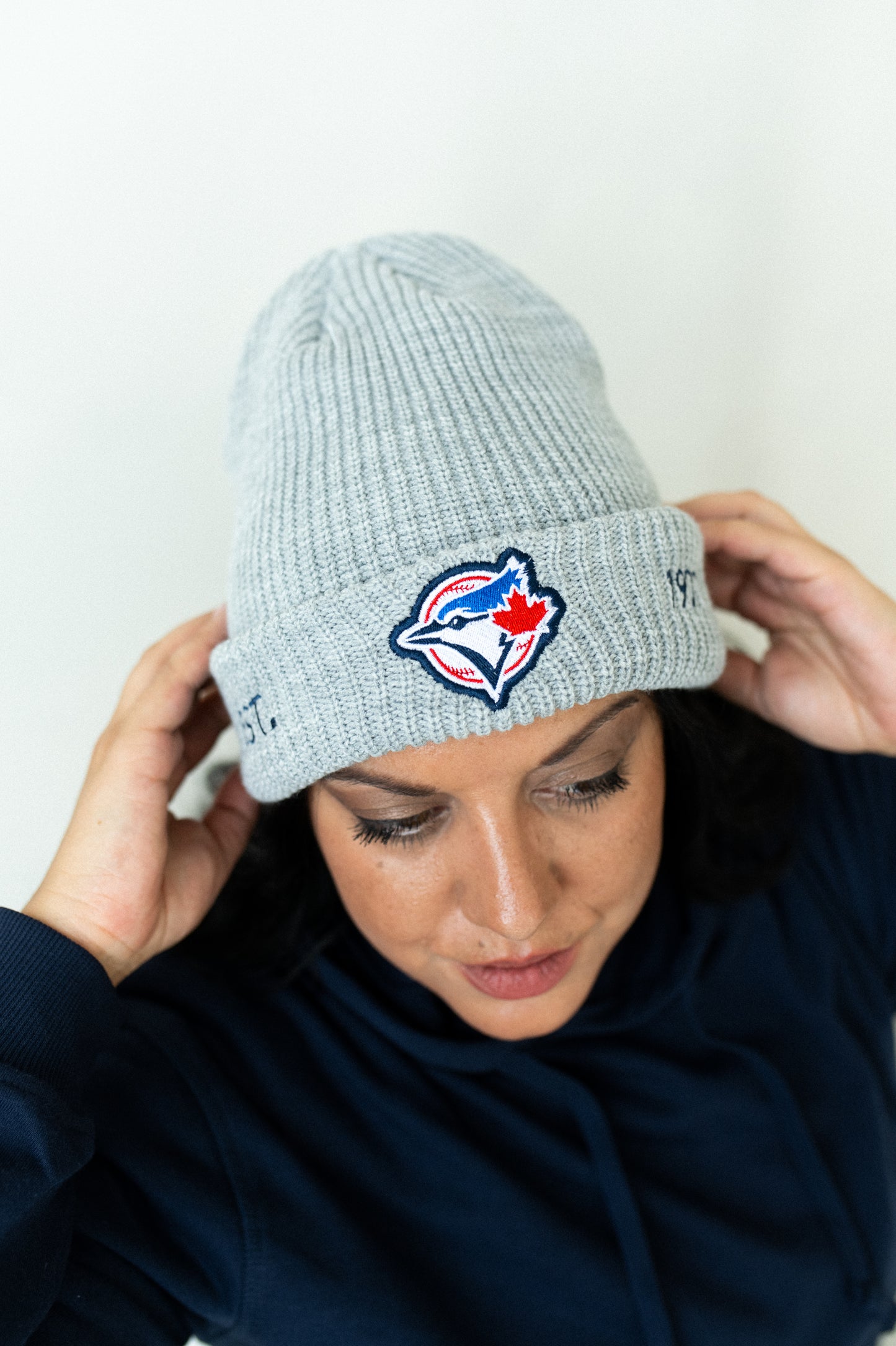 Adult MLB Toronto Blue Jays Ribbed Cuff Beanie with Embroidered Logo