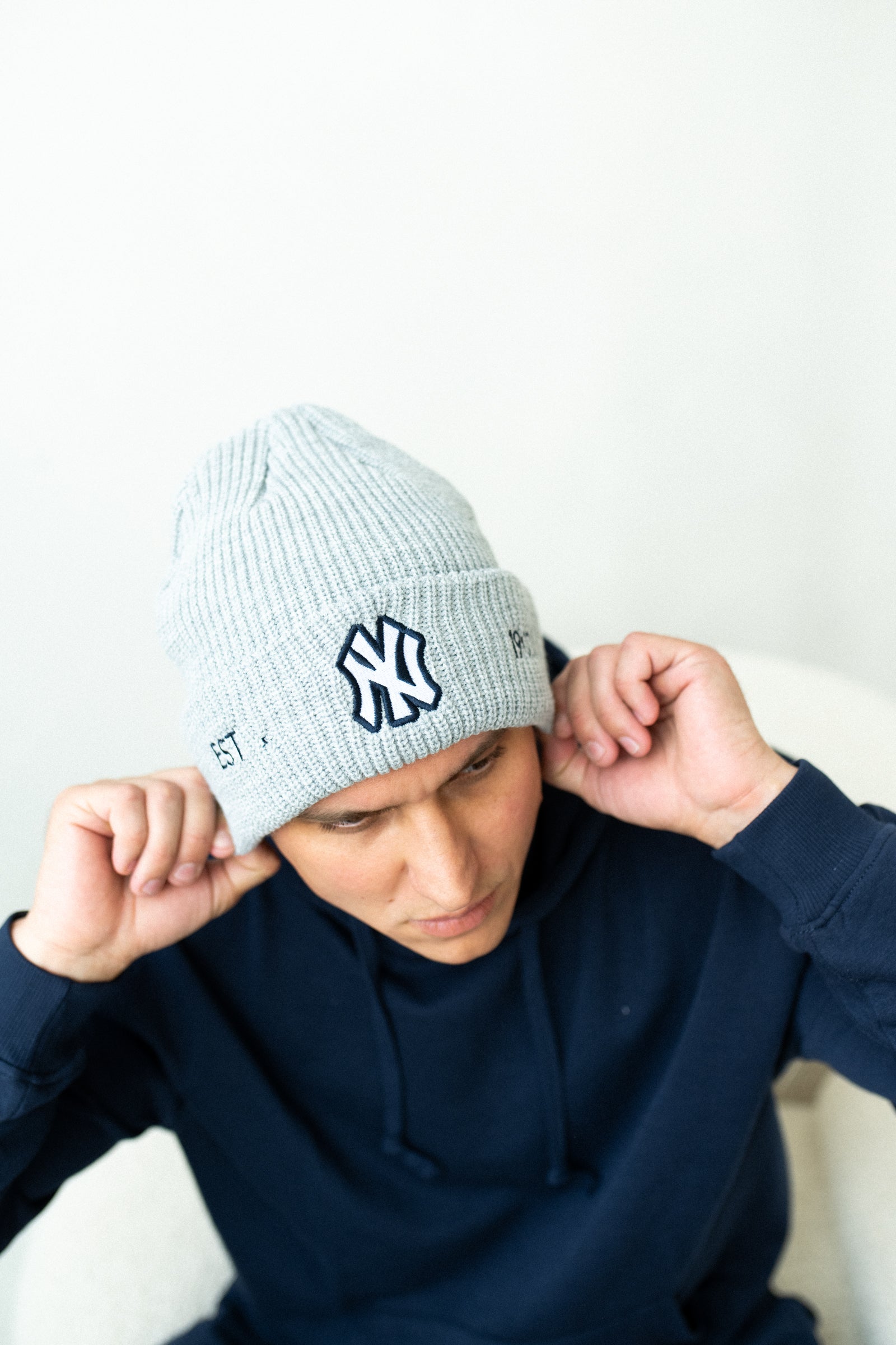 Adult MLB New York Yankees Ribbed Cuff Beanie with Embroidered Logo