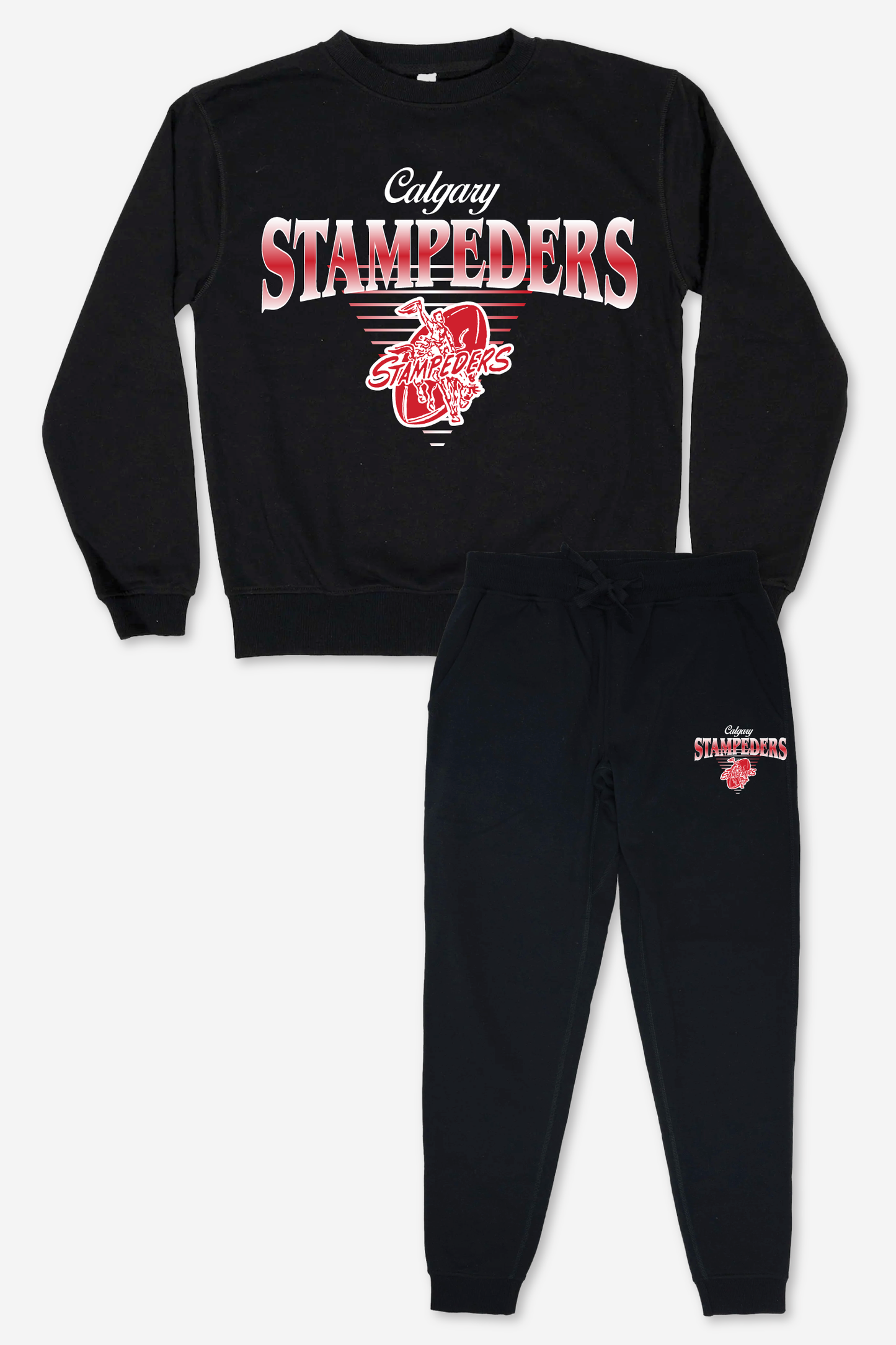 CFL Calgary Stampeders Black Unisex Adult Matching French Terry Cotton Lounge Set