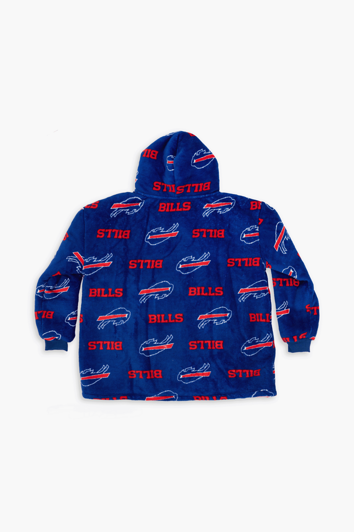 NFL Youth Buffalo Bills Coral Fleece Blanket Hoodie, Oversized Kids Wearable Blanket, Sherpa Lined, S/M-L/XL