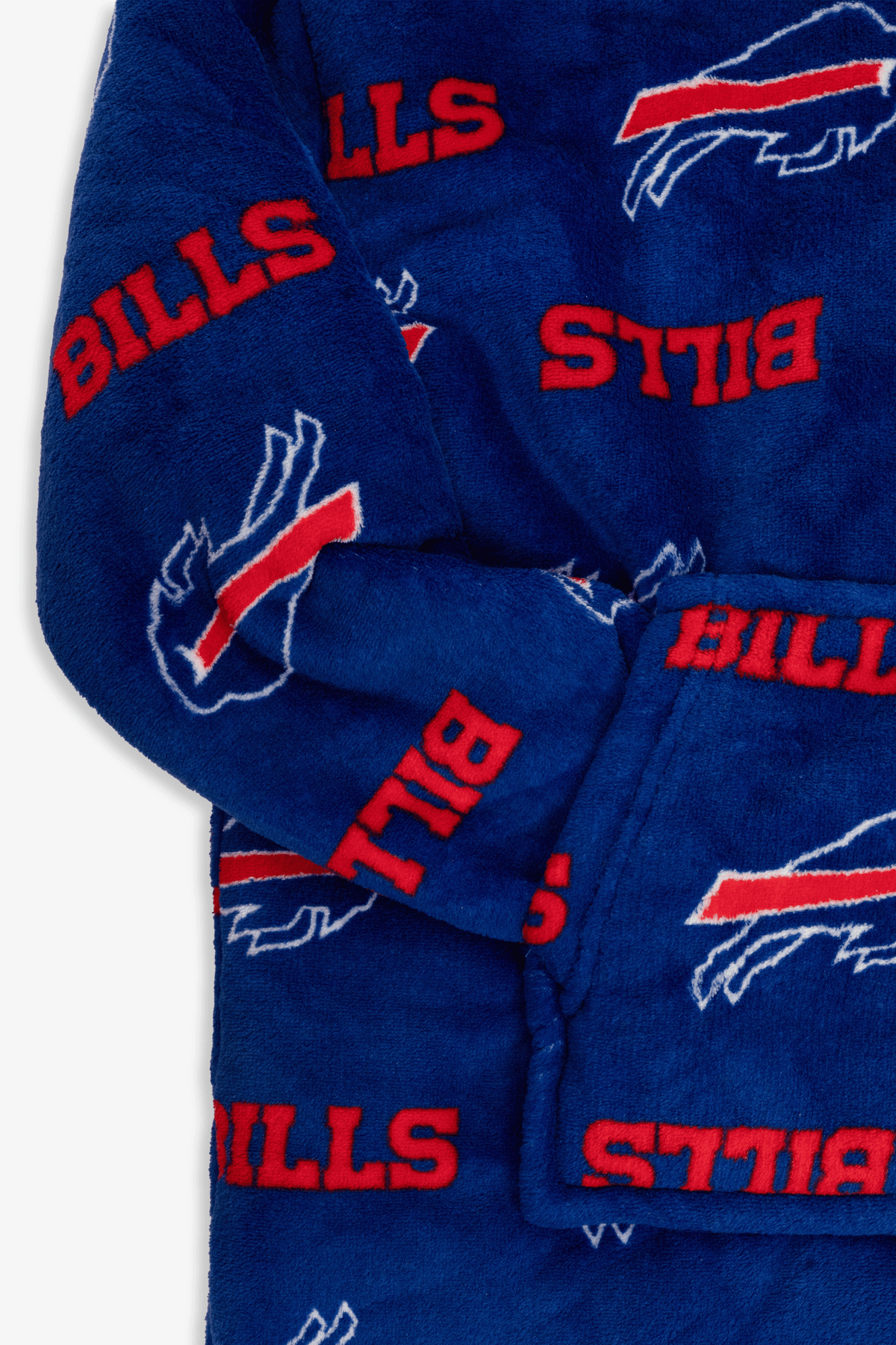 NFL Youth Buffalo Bills Coral Fleece Blanket Hoodie, Oversized Kids Wearable Blanket, Sherpa Lined, S/M-L/XL