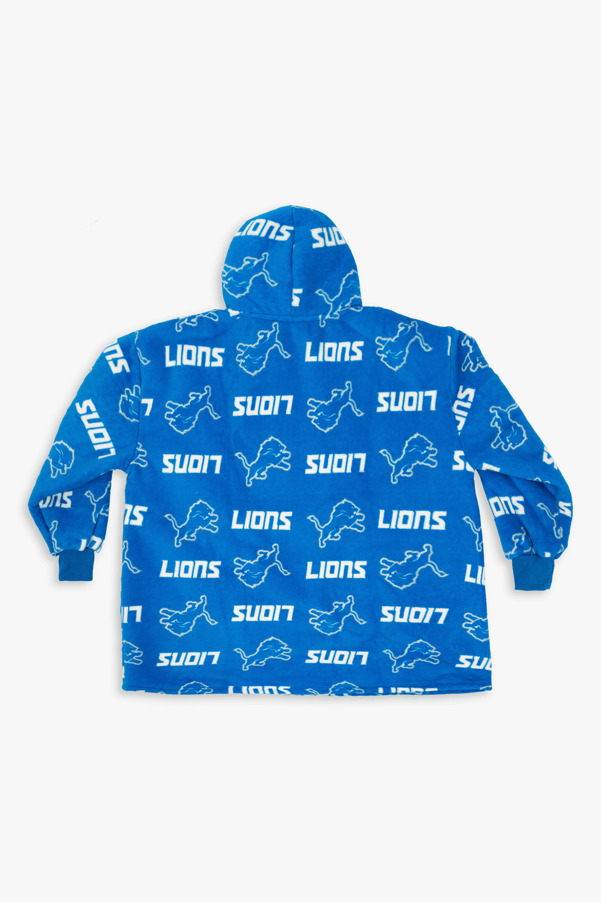 NFL Youth Detroit Lions Coral Fleece Blanket Hoodie, Oversized Kids Wearable Blanket, Sherpa Lined, S/M-L/XL