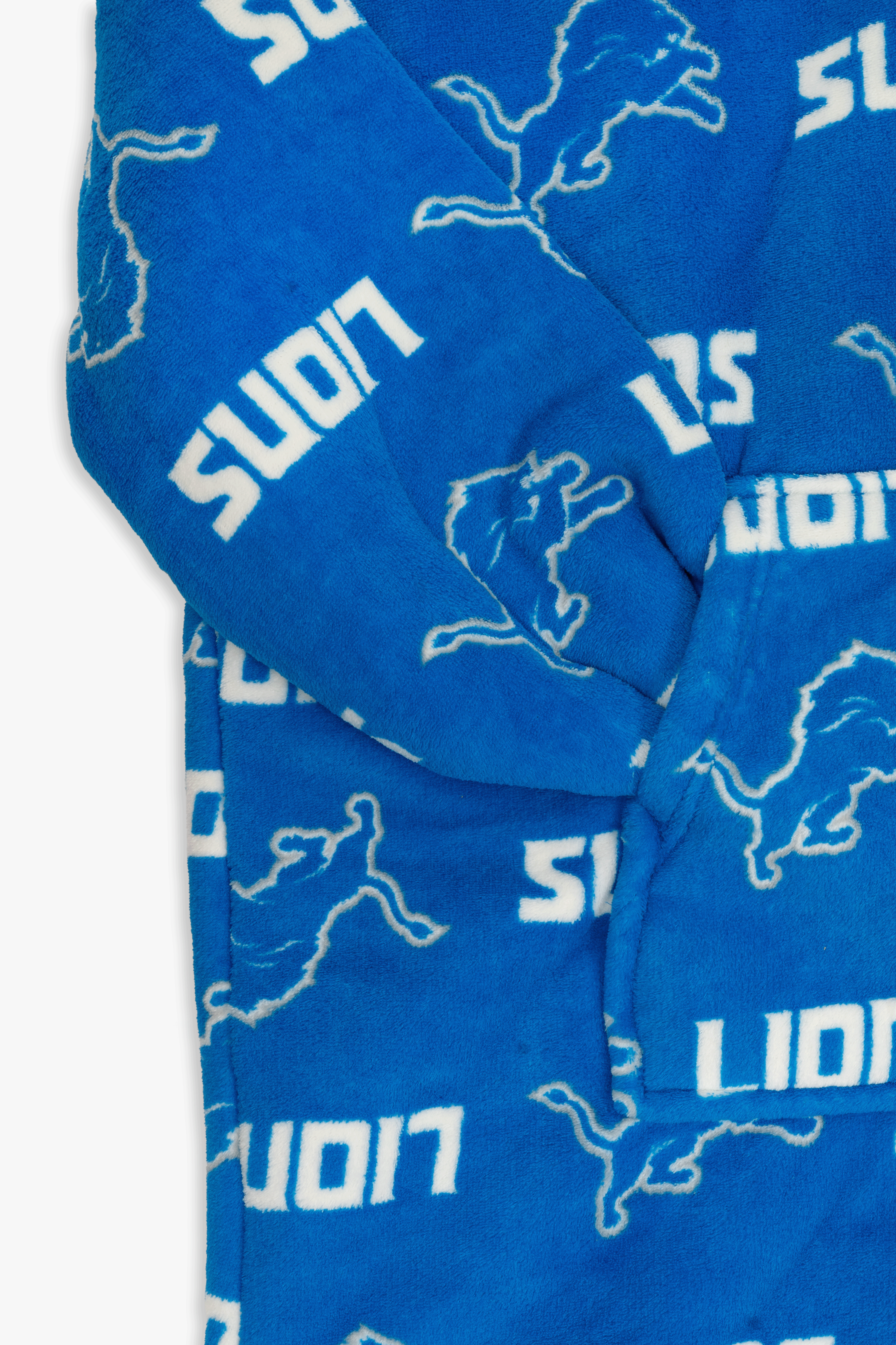 NFL Youth Detroit Lions Coral Fleece Blanket Hoodie, Oversized Kids Wearable Blanket, Sherpa Lined, S/M-L/XL