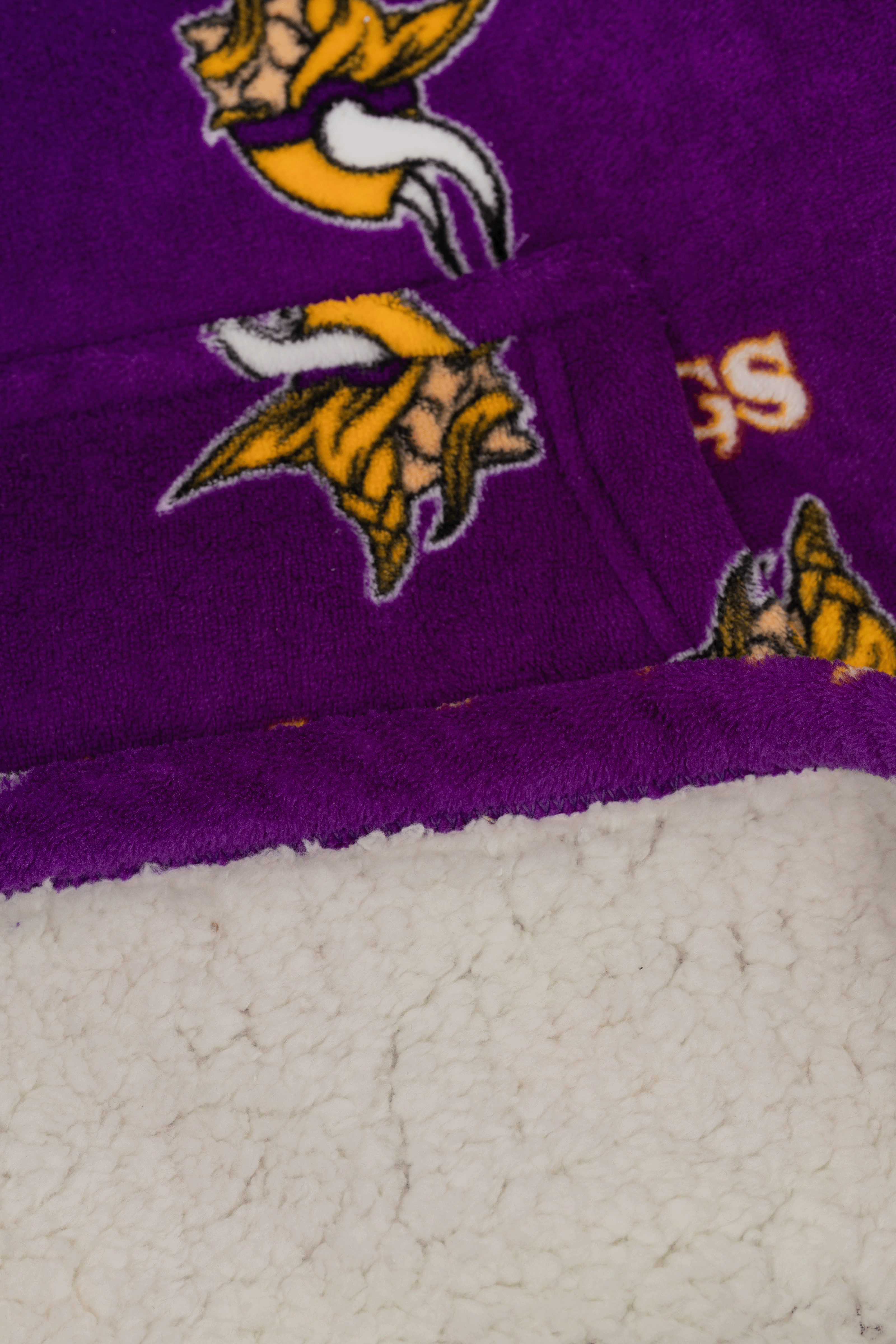 NFL Youth Minnesota Vikings Coral Fleece Blanket Hoodie, Oversized Kids Wearable Blanket, Sherpa Lined, S/M-M/L