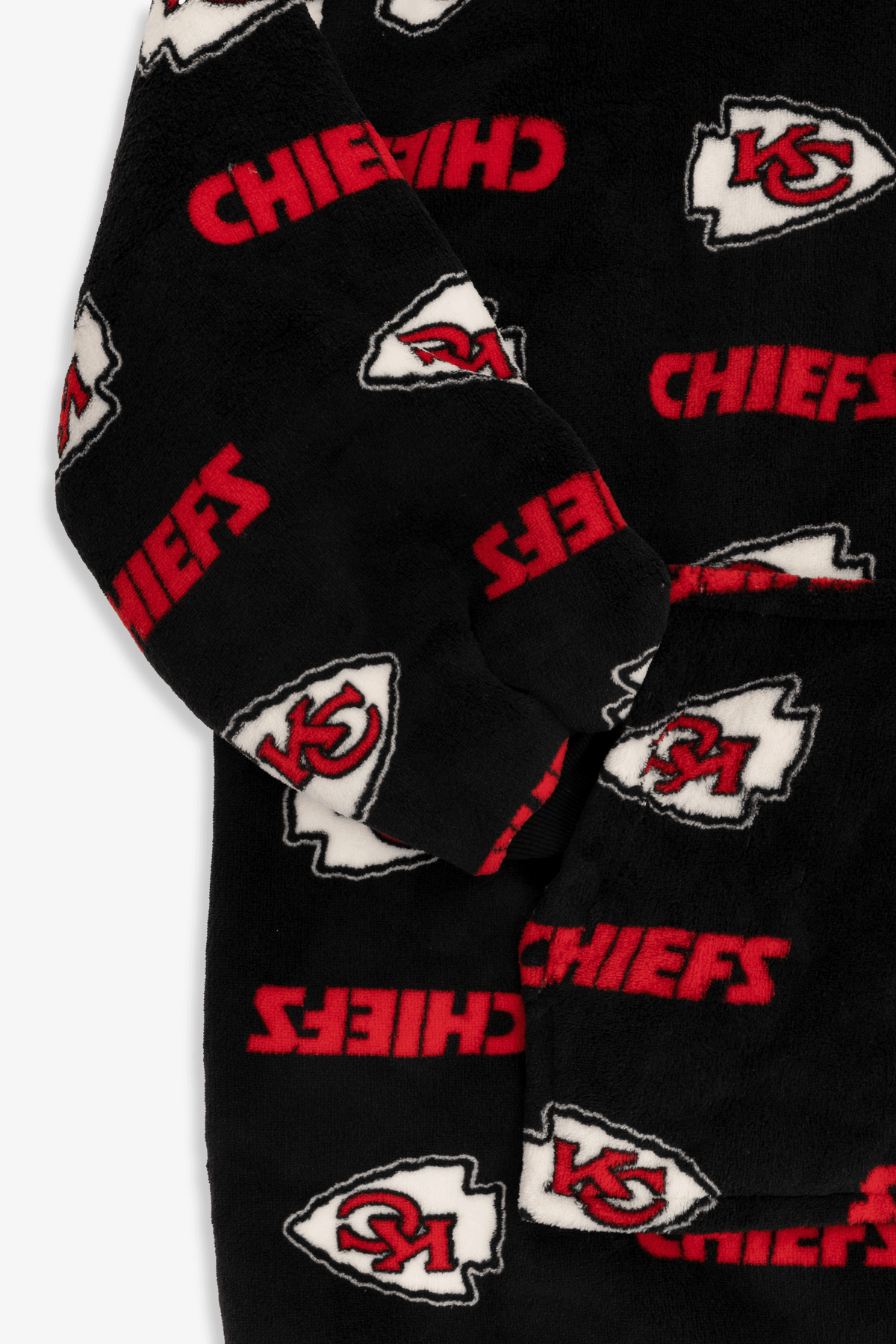 NFL Youth Kansas City Chiefs Coral Fleece Blanket Hoodie, Oversized Kids Wearable Blanket, Sherpa Lined, S/M-M/L