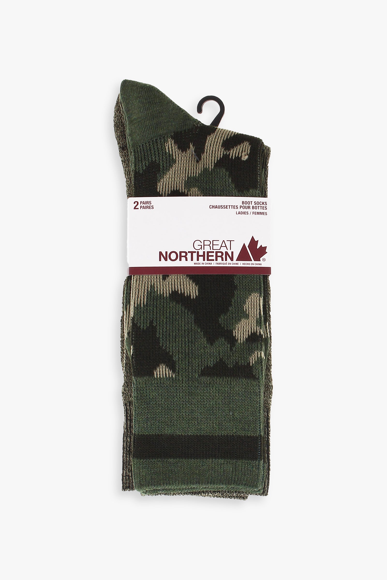 Great Northern Ladies 2 Pack Camouflage Boot Socks