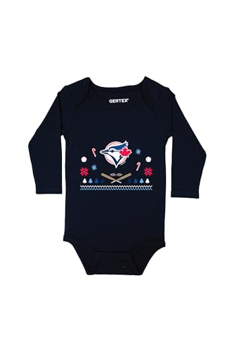 Gertex MLB Toronto Blue Jays Ugly Christmas Holiday Long-Sleeve Navy Bodysuit for Infants Made with 100% Organic Cotton