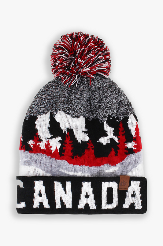 Canada Adult Fleece Lined Hat With Scenic Landscape