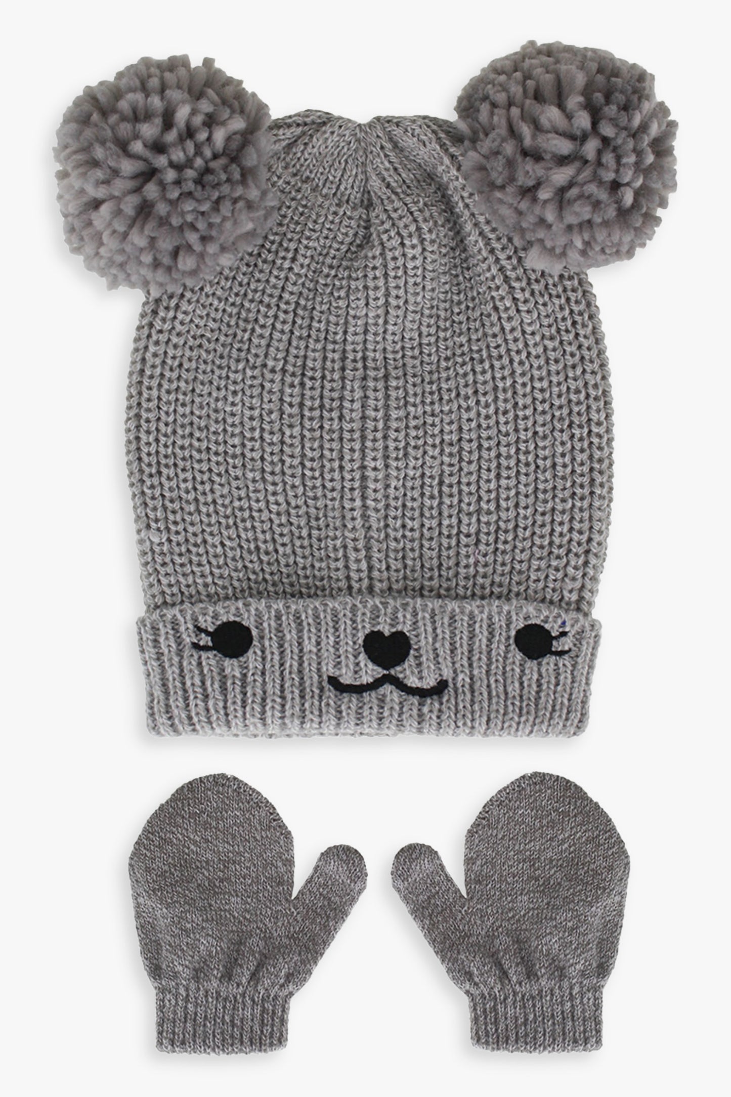 Girls Infant Critter Hat and Mitten set