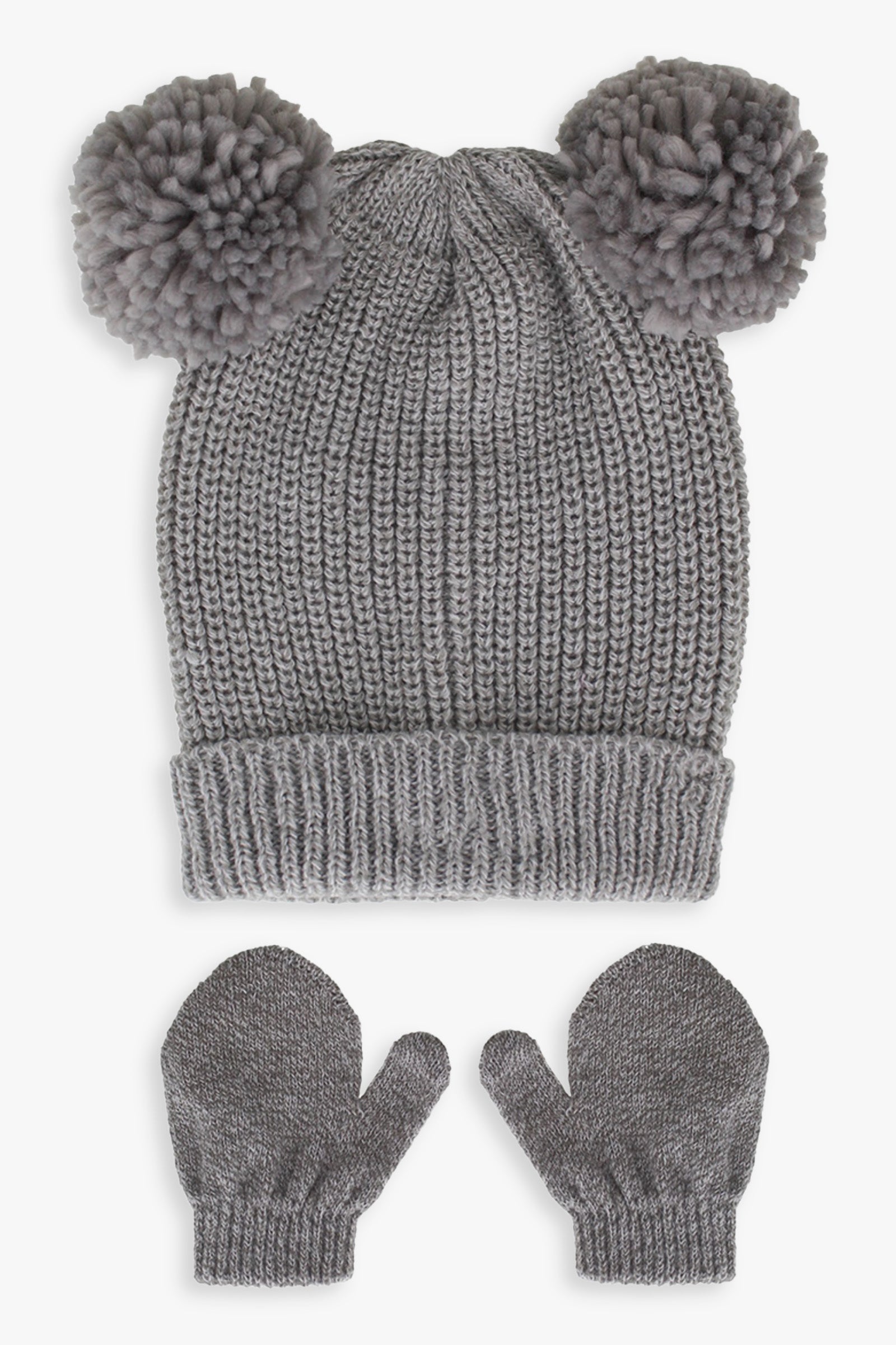 Girls Infant Critter Hat and Mitten set