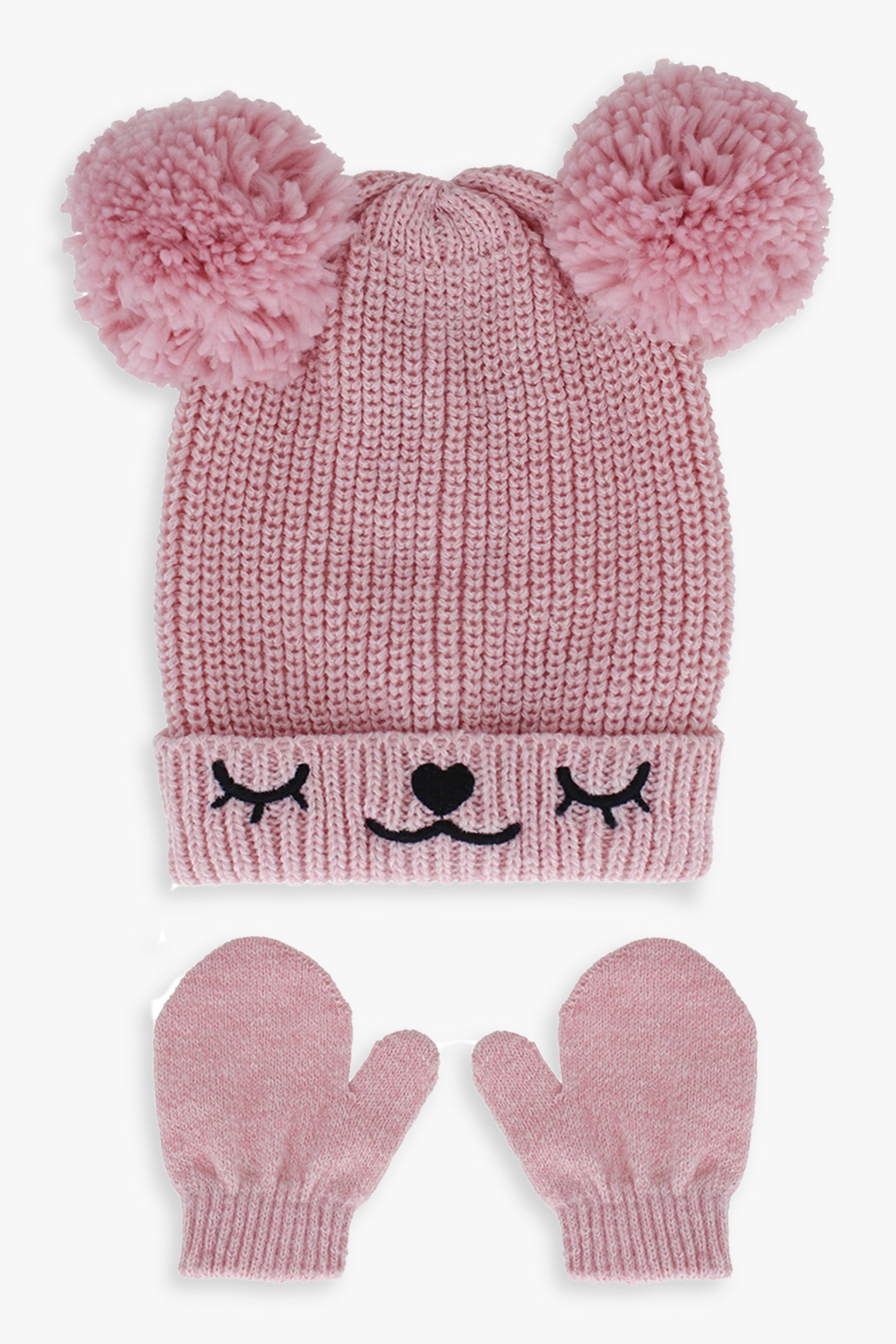 Girls Infant Critter Hat and Mitten set