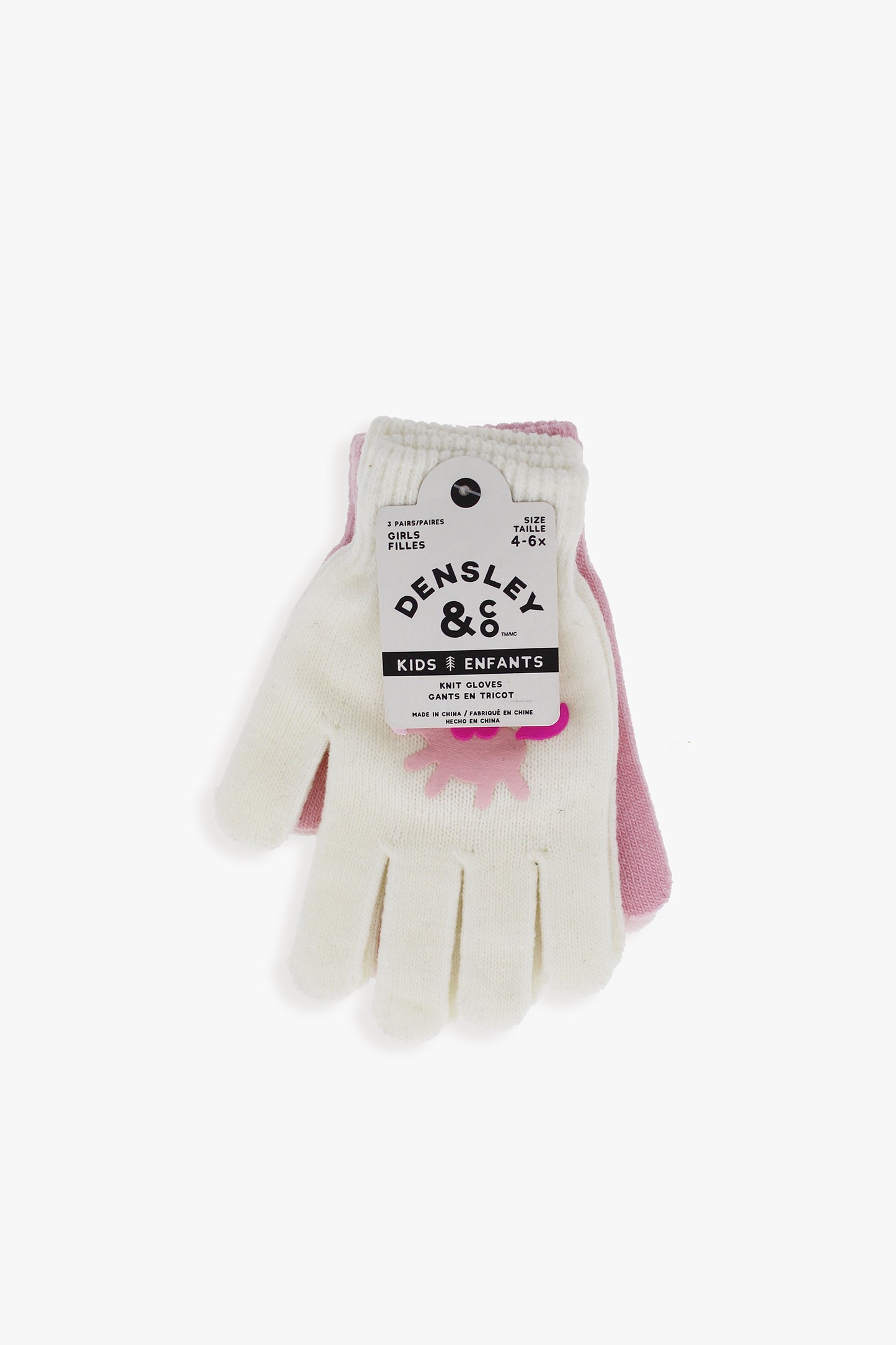 D&Co 3pk Girls Knit Gloves