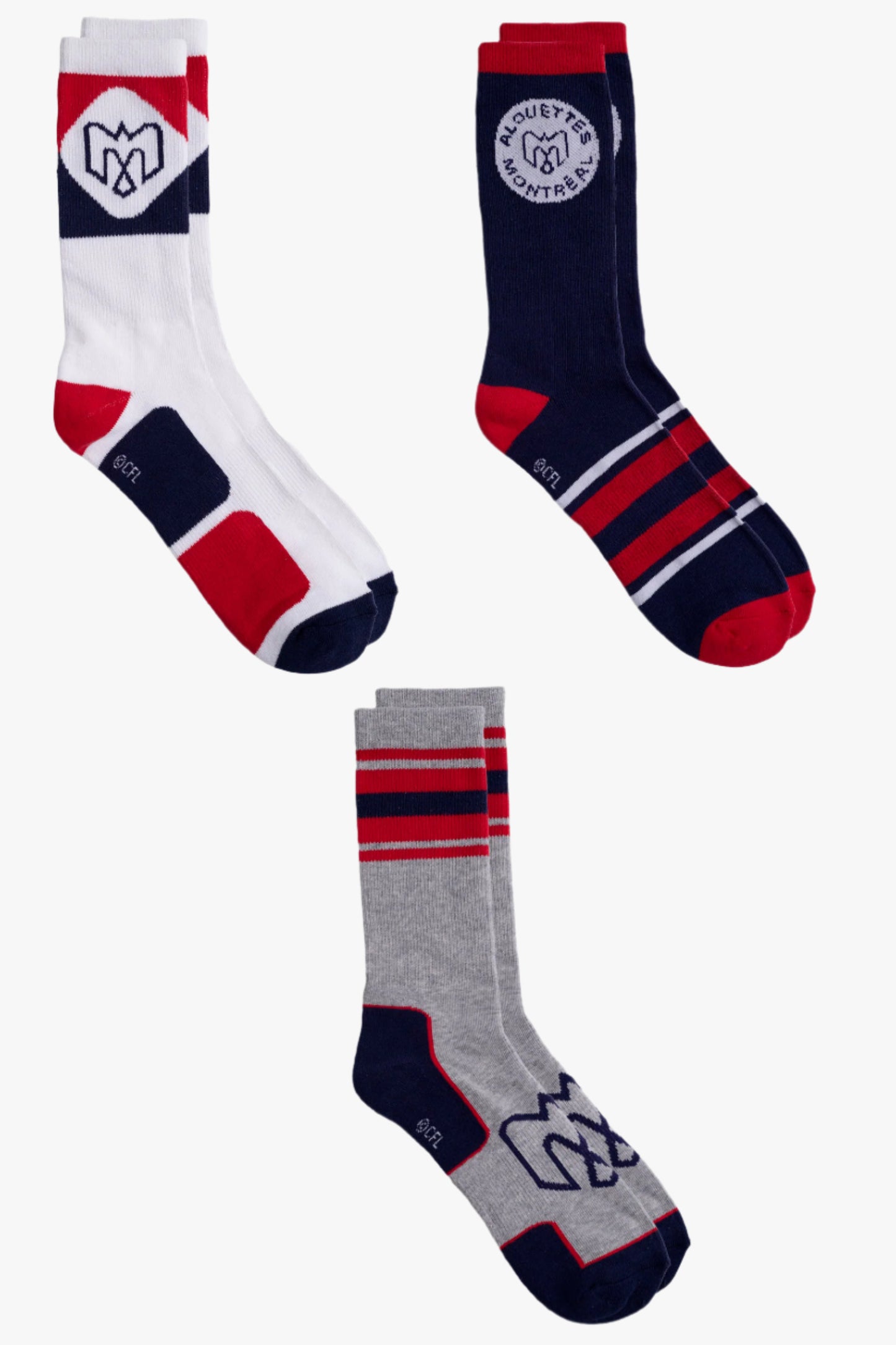 CFL Men's 3-Pack Cotton Crew Socks With Ribbed, Arch Support, Cushioned Sole