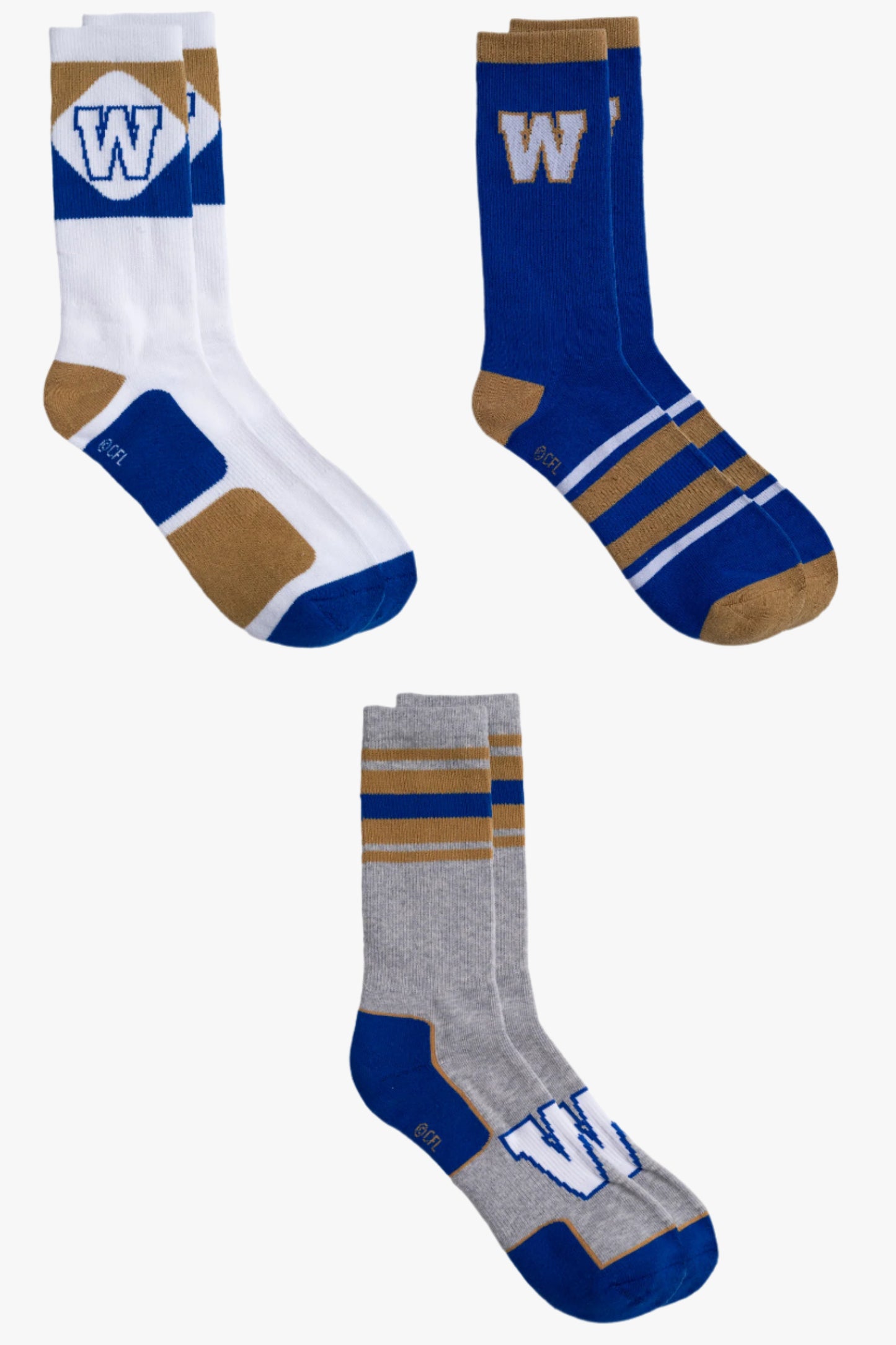 CFL Men's 3-Pack Cotton Crew Socks With Ribbed, Arch Support, Cushioned Sole