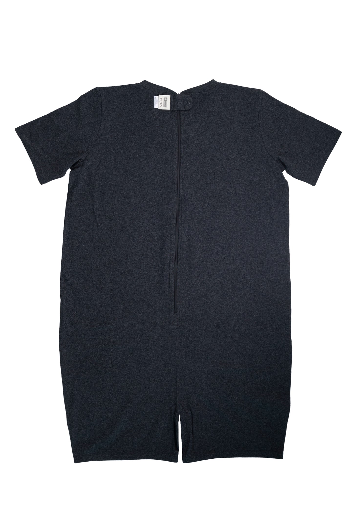 Adult Charcoal Grey Adaptive Organic Cotton Lightweight, Anti-Strip Back-Zip Romper