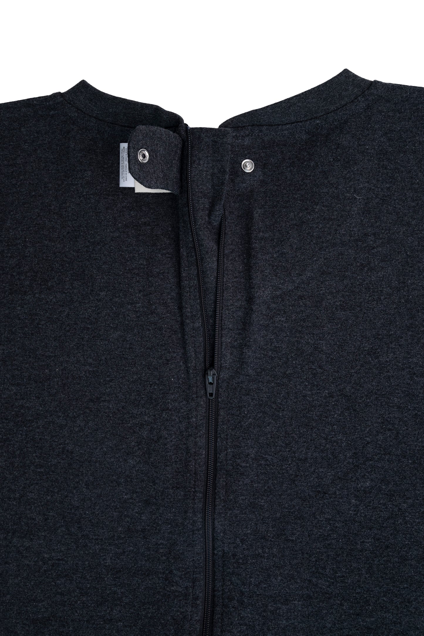 Adult Charcoal Grey Adaptive Organic Cotton Lightweight, Anti-Strip Back-Zip Romper
