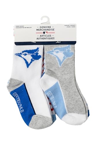 Gertex MLB Toronto Blue Jays Toddler 4-Pack Crew Socks, Four Different Designs in One