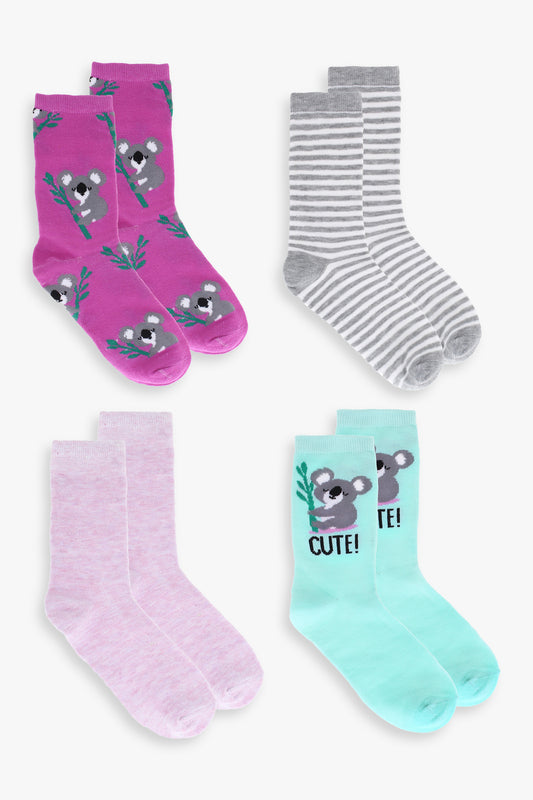 Graphic Ladies 4-Pack Crew Socks