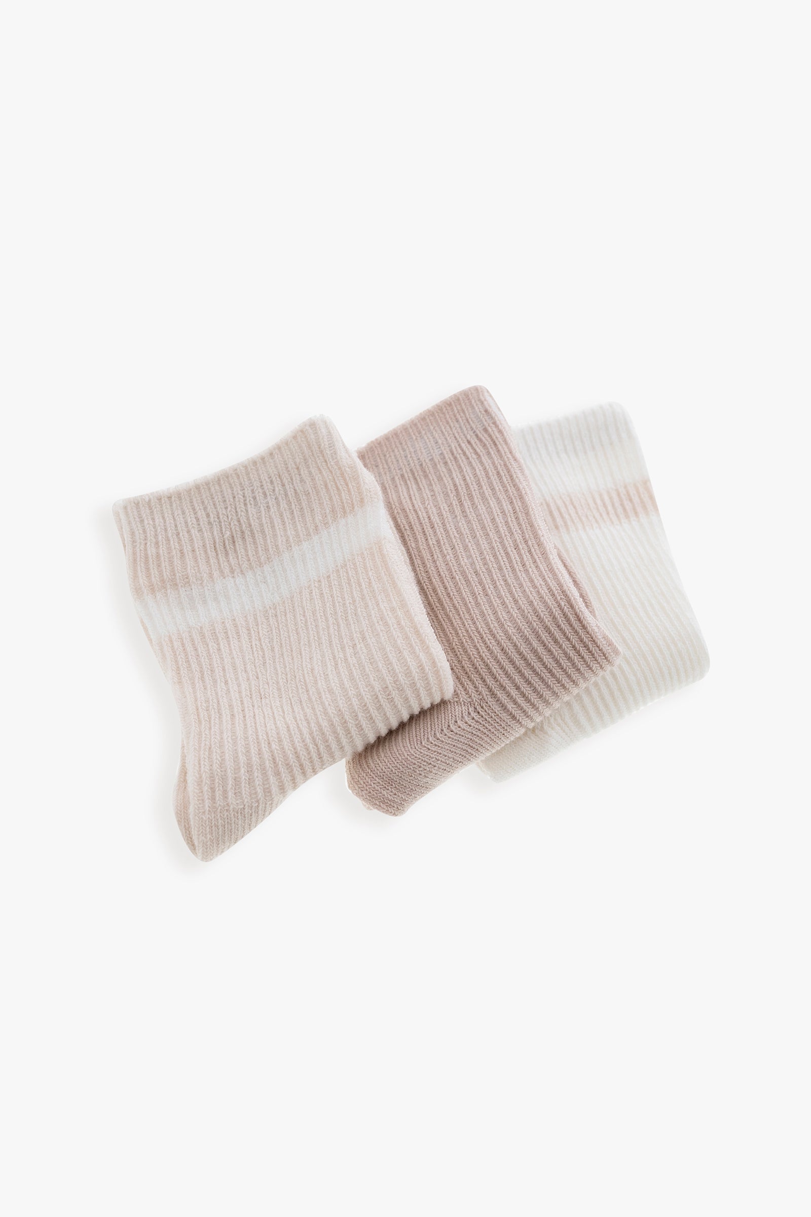 Snugabye Organic Cotton 3-Pack Baby Crew Socks - Eggnog