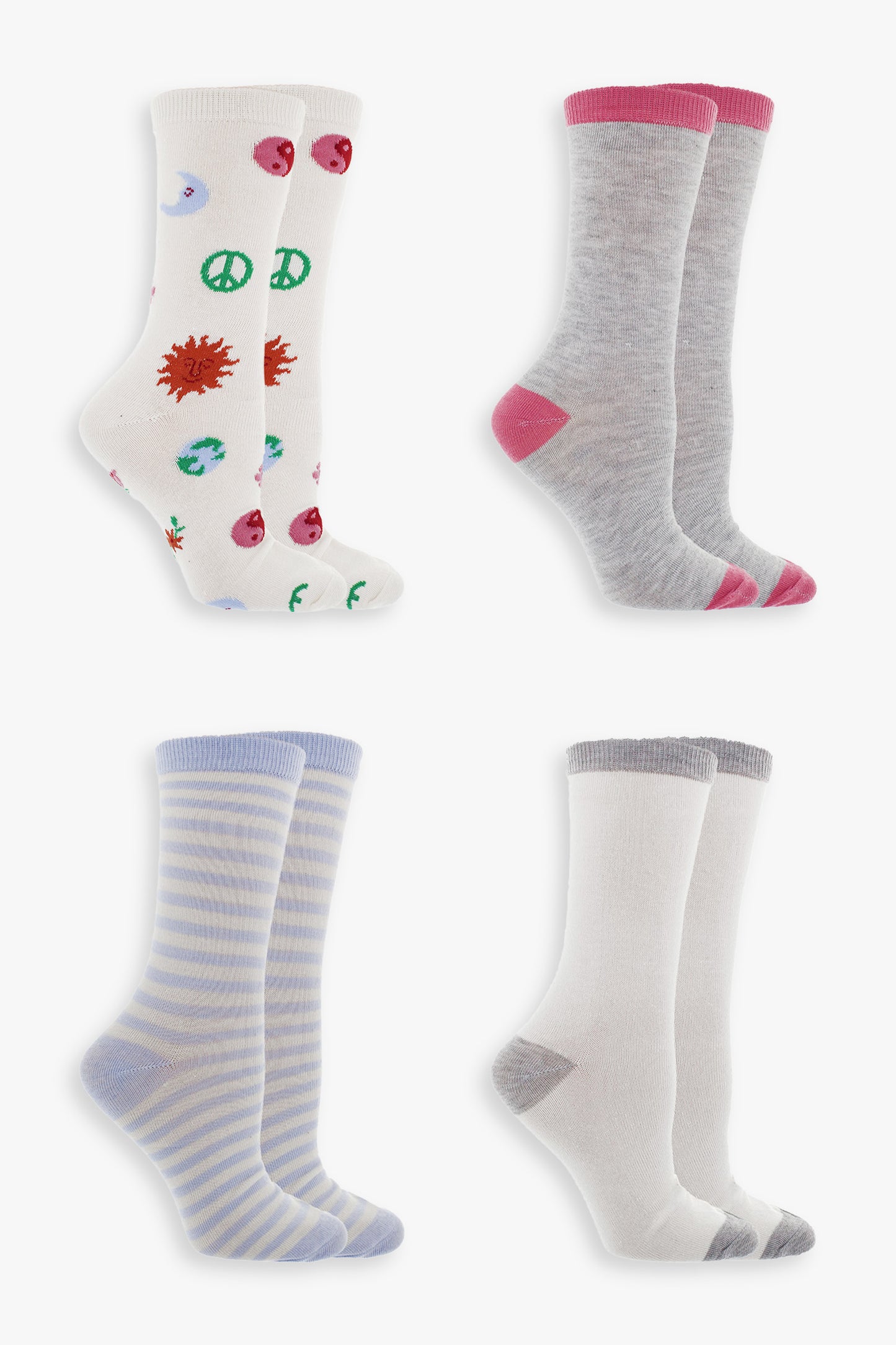 Graphic Ladies 4-Pack Crew Socks