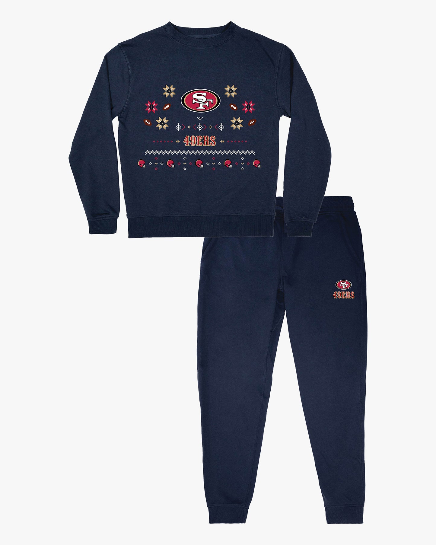 NFL Unisex Adult Ugly Holiday Lounge Set in Navy French Terry Cotton