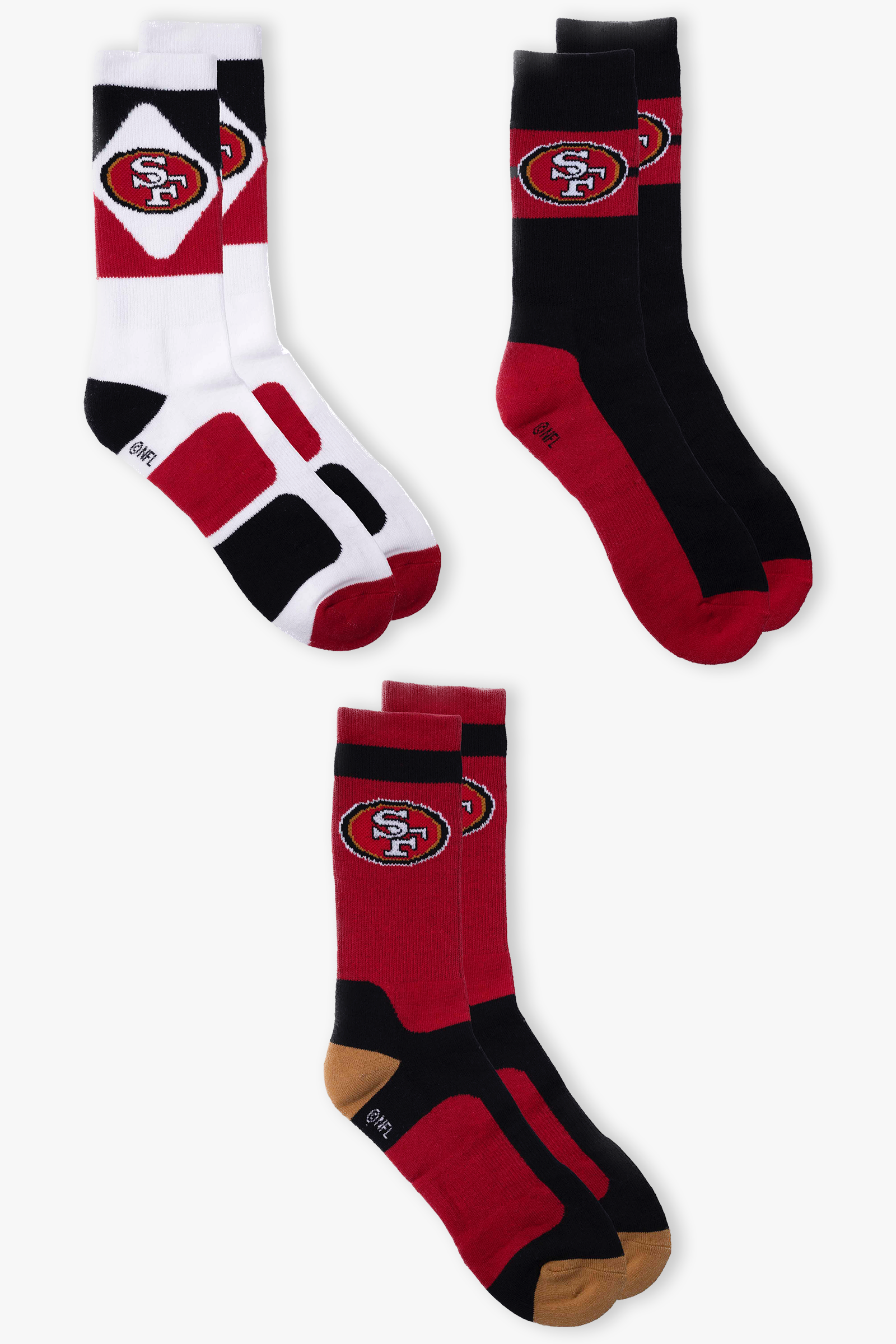 Men's NFL San Francisco 49ers 3-Pack Sport Crew Socks