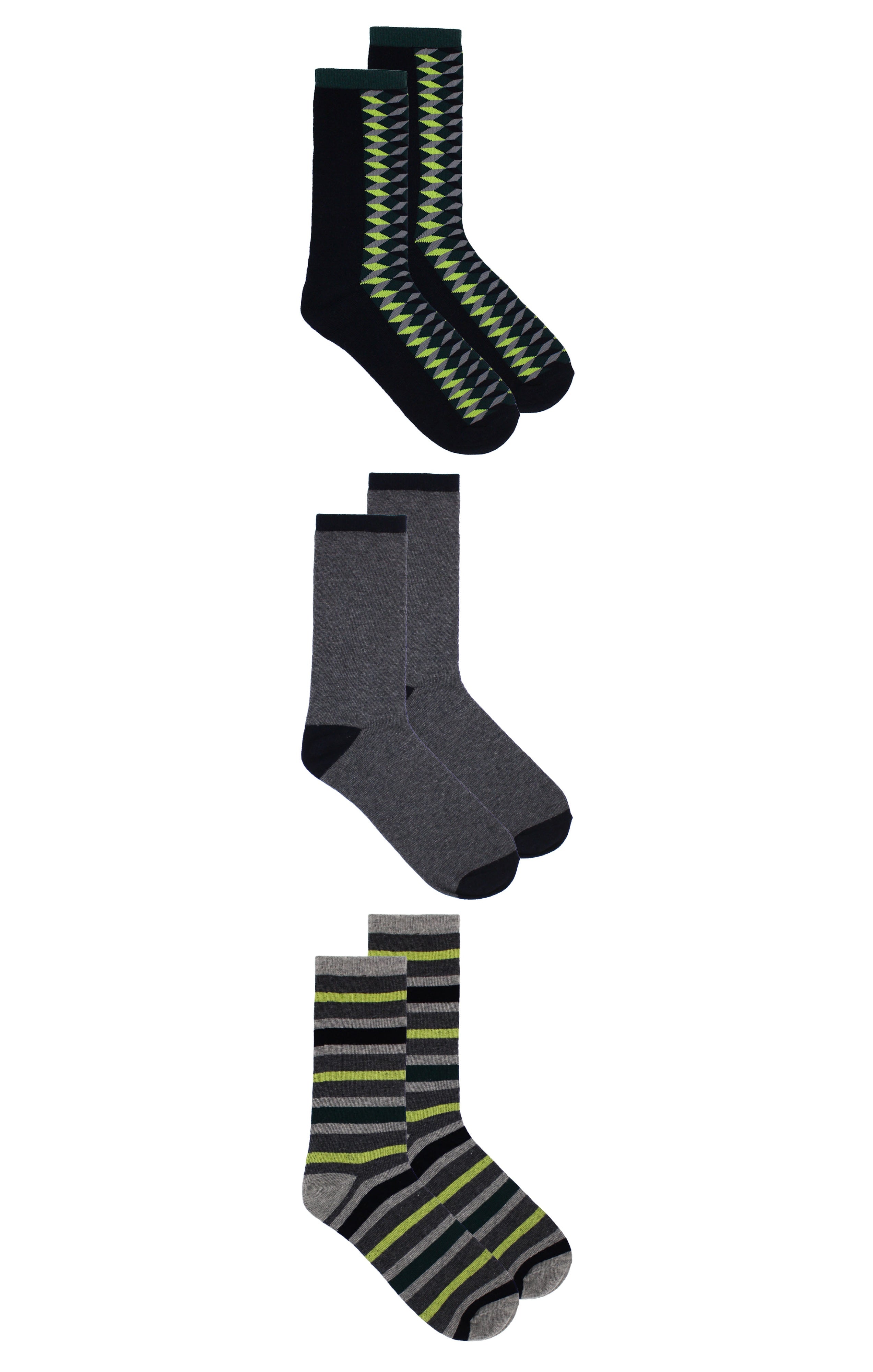 Men's 3-Pack Lime Green Dress Socks