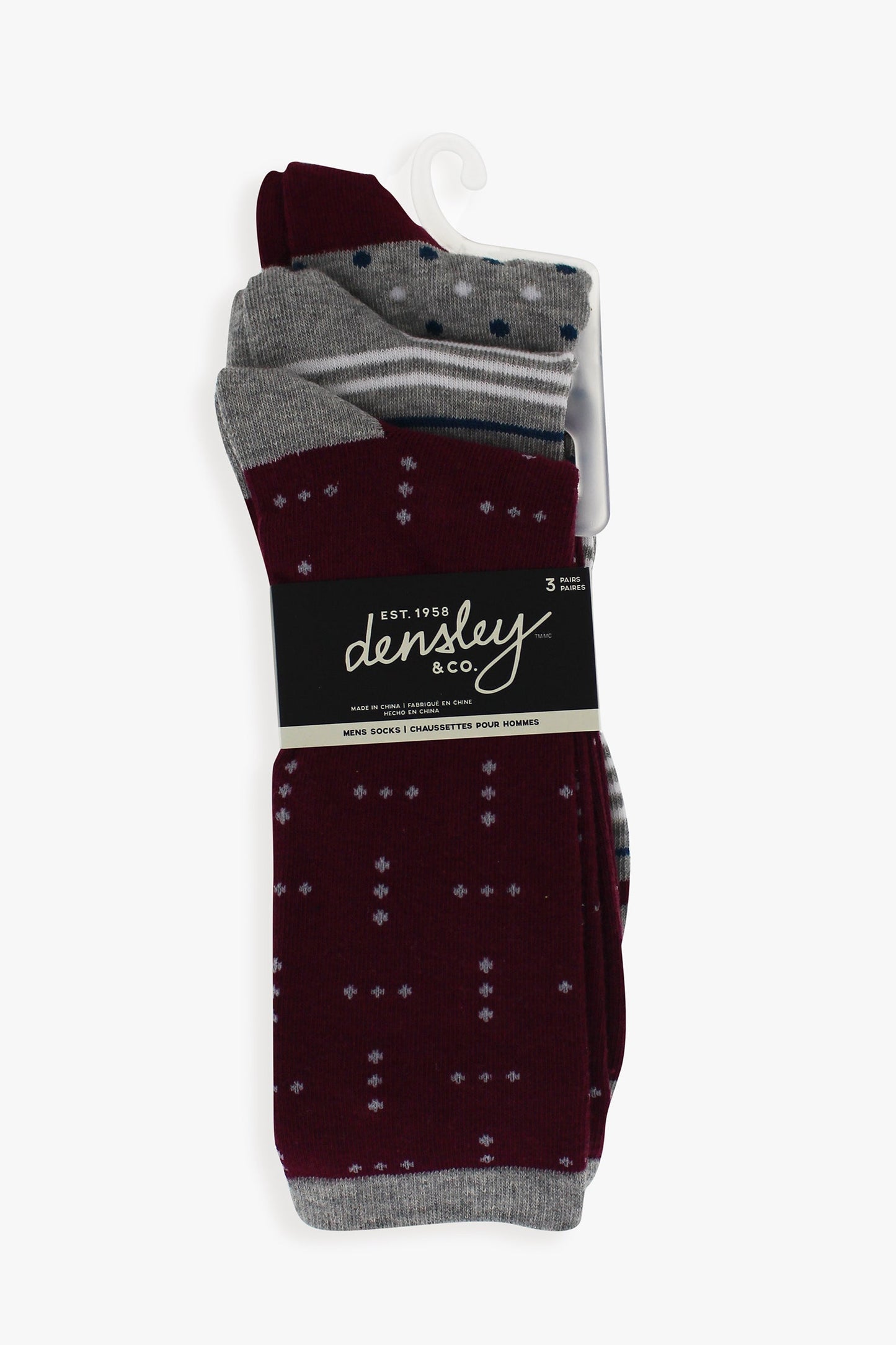 Men's 3-Pack Burgundy Dress Socks