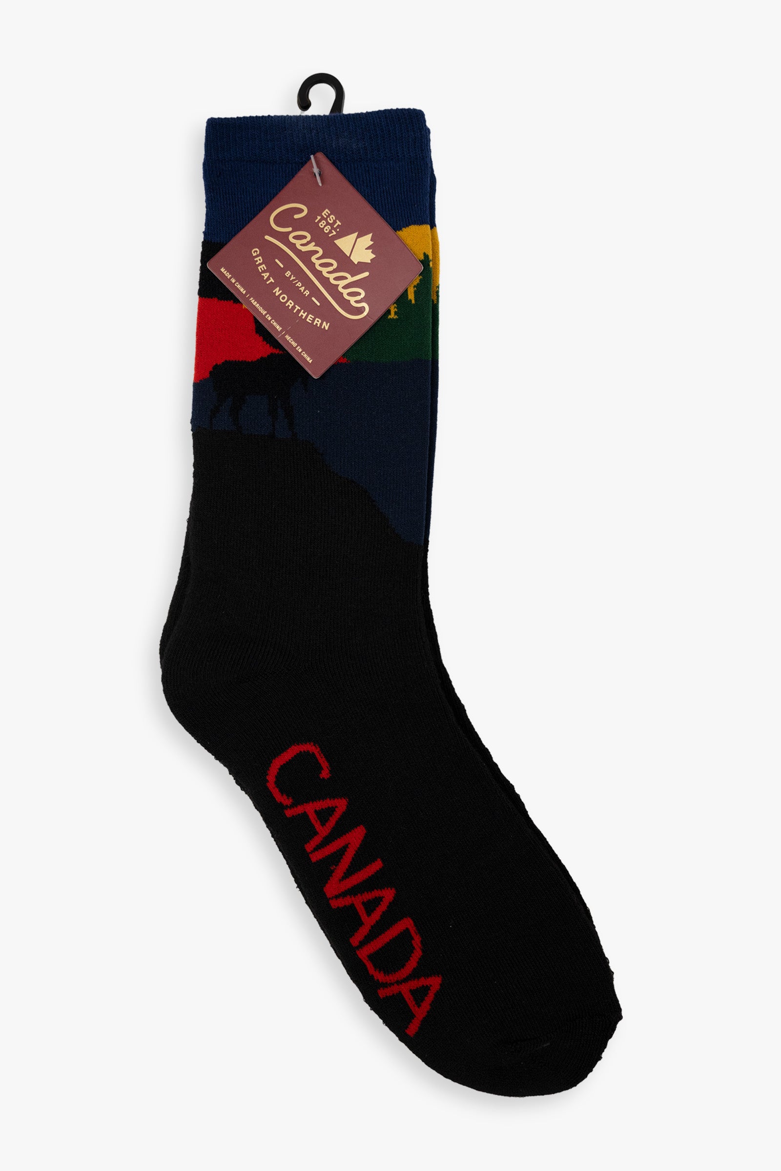 Great Northern Canada Landscape Men's Full Terry Crew Socks