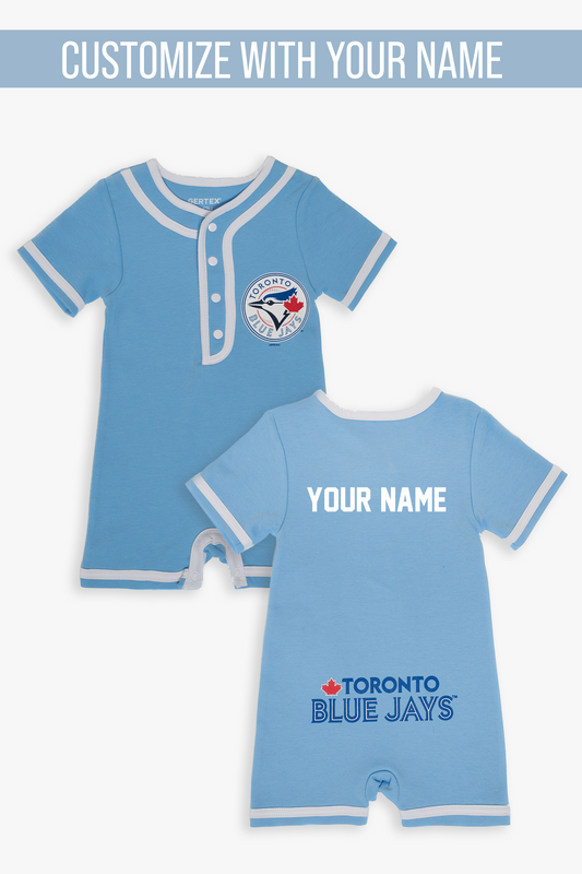 Gertex Customizable MLB Toronto Blue Jays Baby Powder Blue Romper