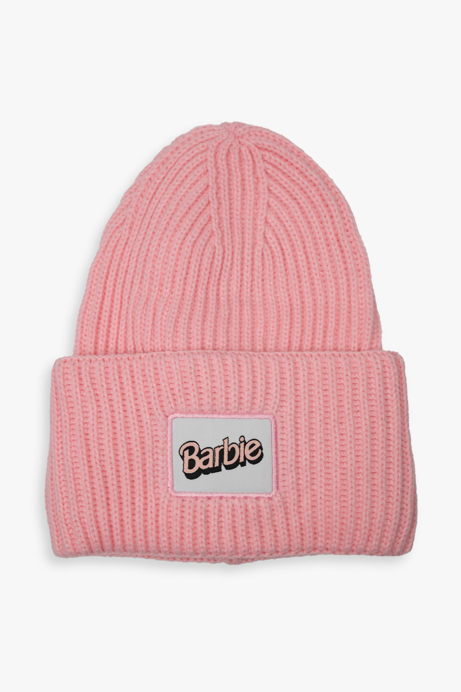 Barbie Ladies Oversized Cuff Beanie Featuring a Woven Patch