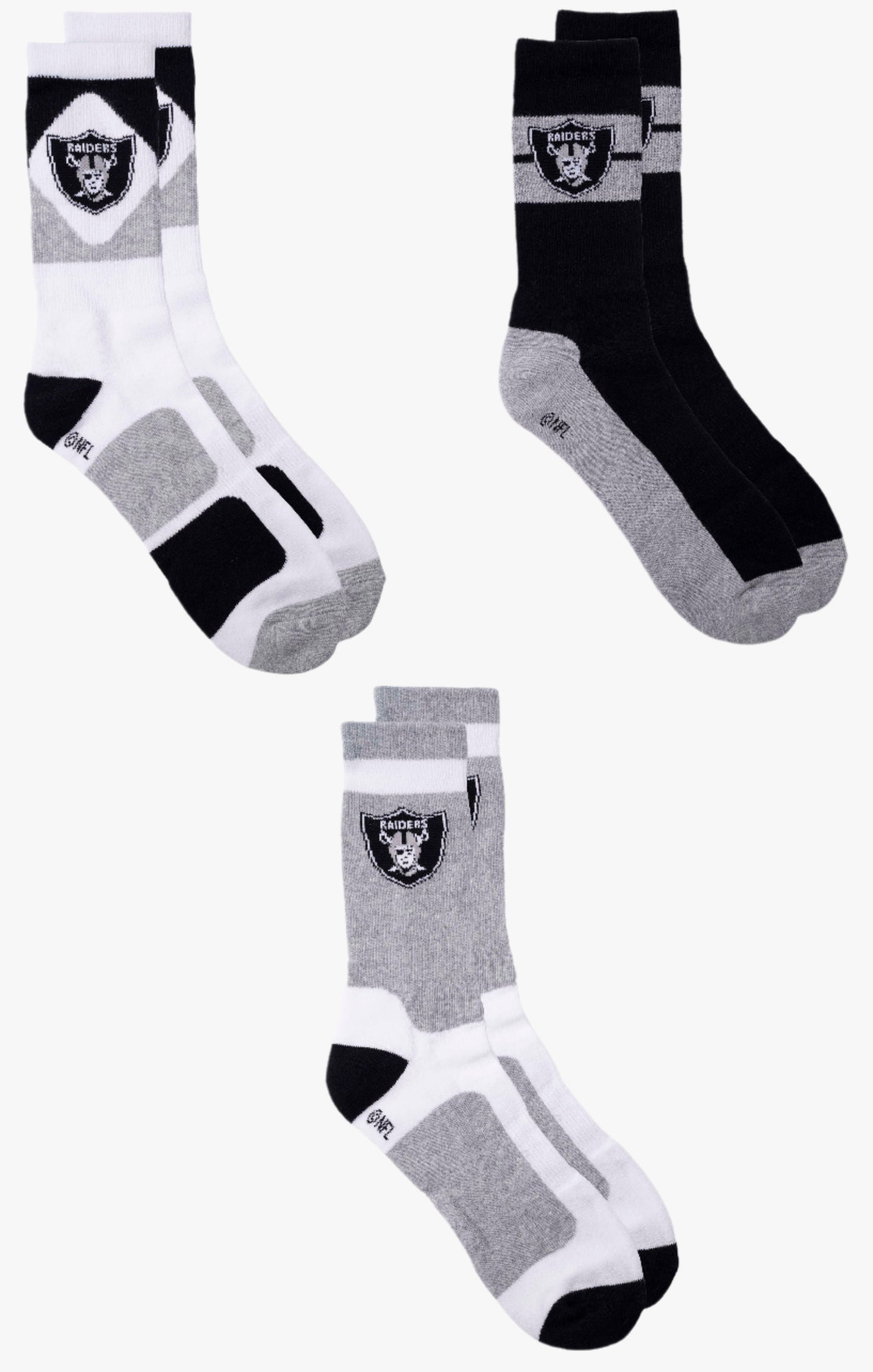 Men's NFL Las Vegas Raiders 3-Pack Sport Crew Socks