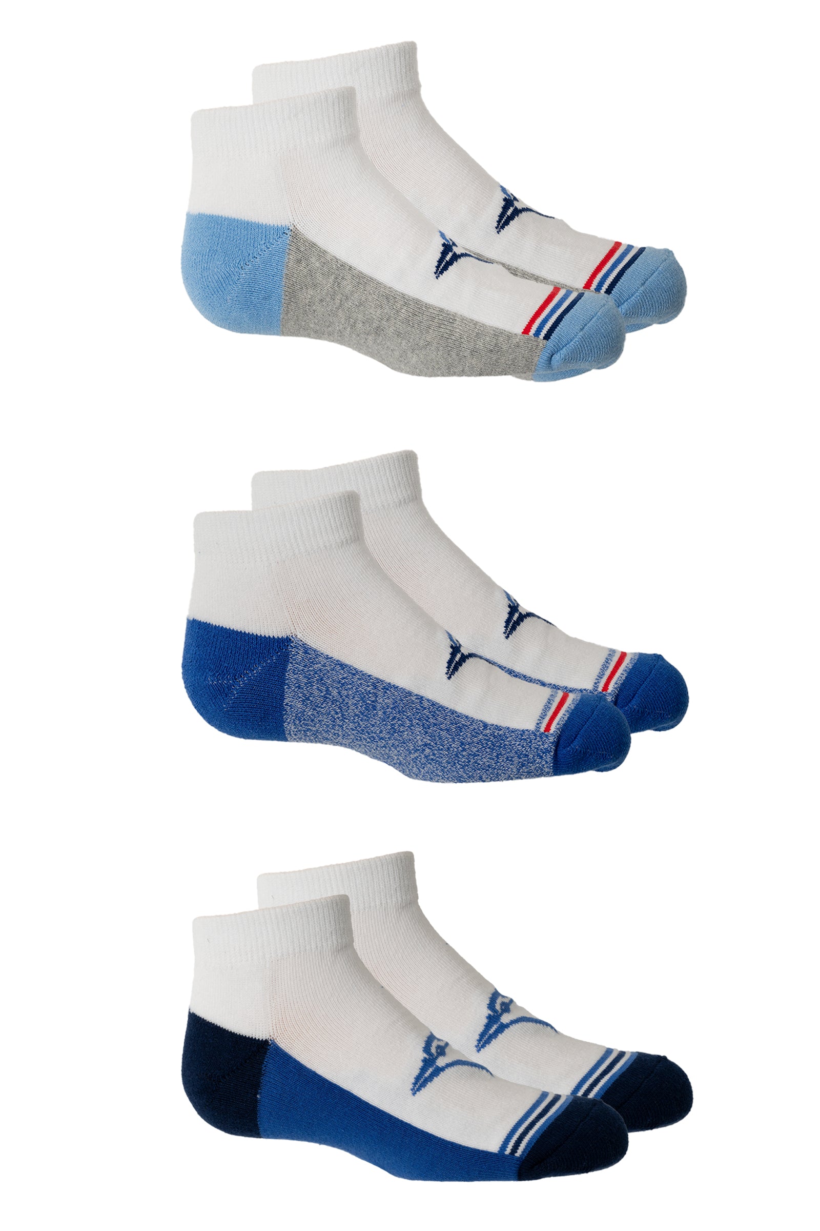 MLB Toronto Blue Jays Youth Kids Boys 3-Pack Half Terry Cotton No Show Socks