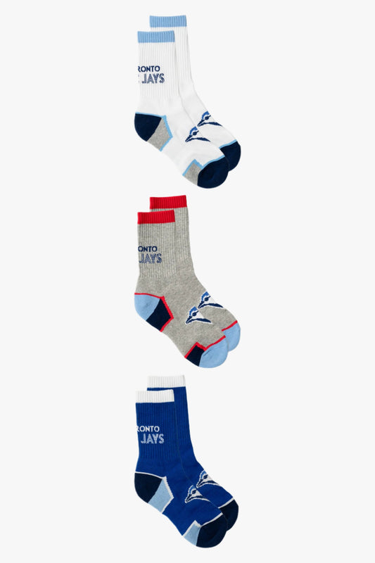 MLB Toronto Blue Jays Youth Kids Boys 3-Pack Crew Socks