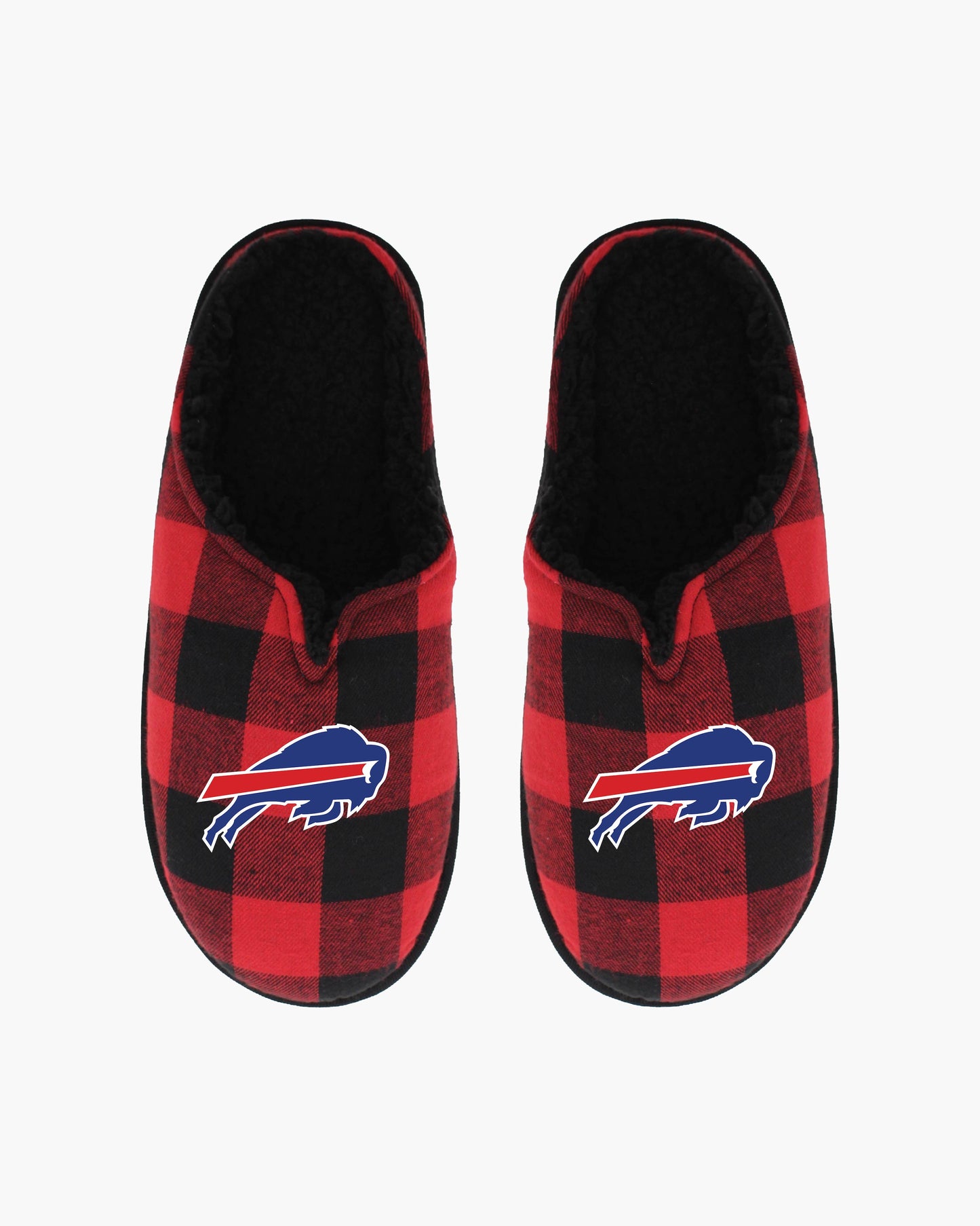 NFL Team Men's Buffalo Plaid Slippers With Soft Faux Shearling Lining