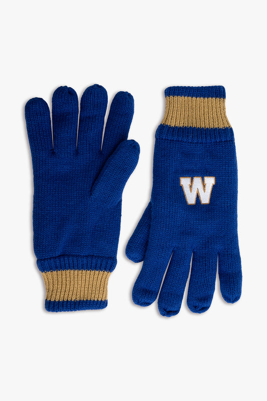 CFL Winnipeg Blue Bombers Adult Men's Cold Weather Winter Thermal Gloves With Embroidered Team Logo