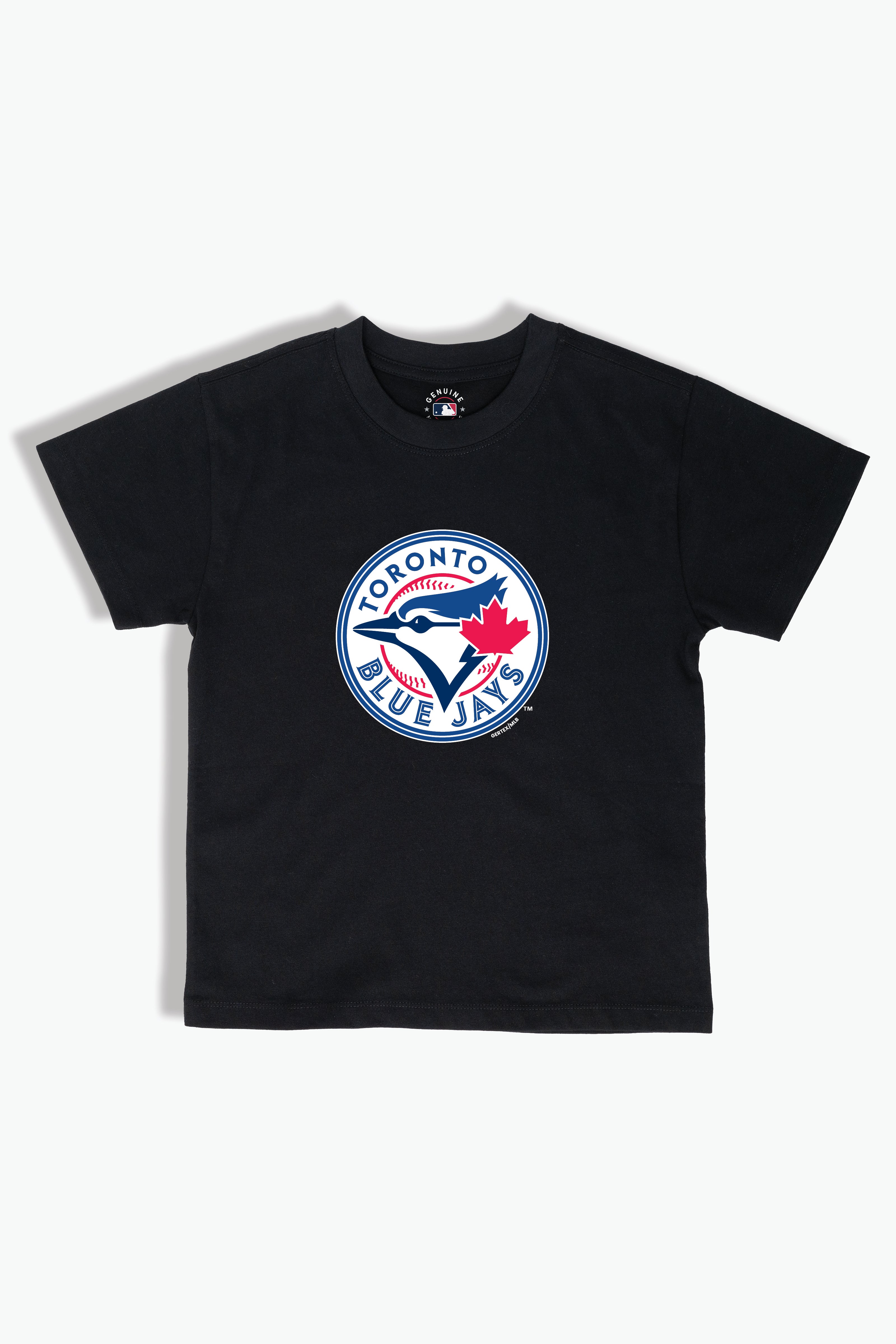 Toronto Blue Jays Kids T-Shirt MLB Youth Black Tee, Soft Combed Cotton, Boys & Girls S-XL