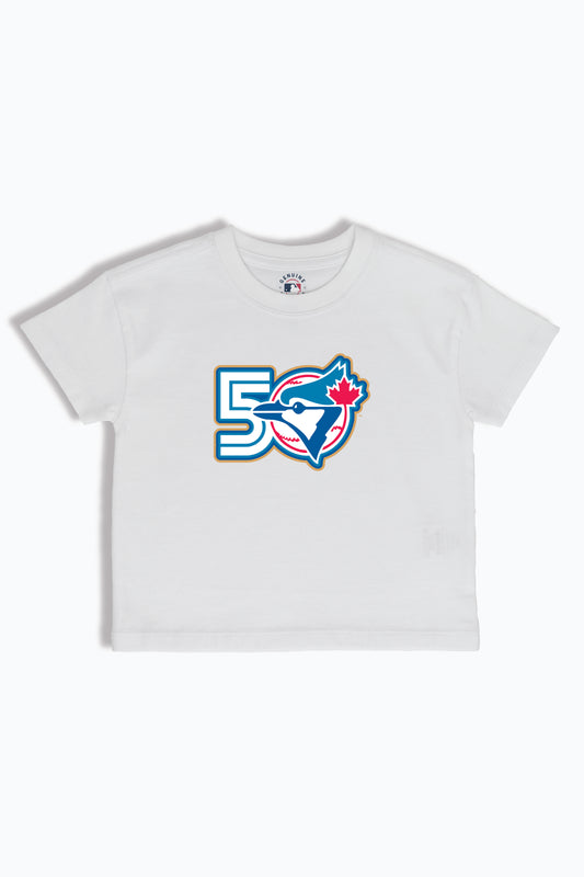 Blue Jays Kids T-Shirt MLB 50th Anniversary Toronto Blue Jays Youth Tee, Soft Combed Cotton, Boys & Girls S-XL
