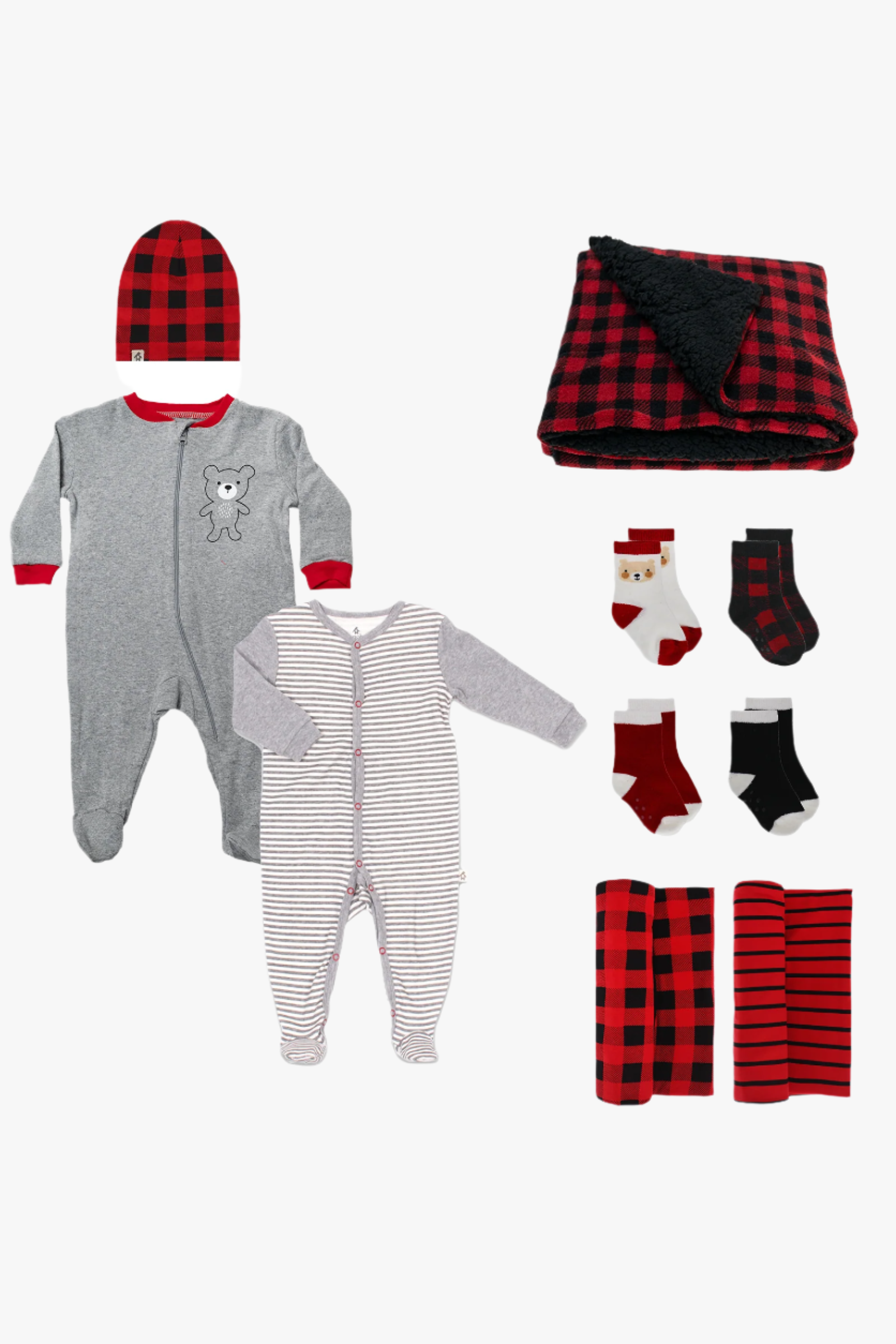 Baby Buffalo Plaid Bundled Gift Sets